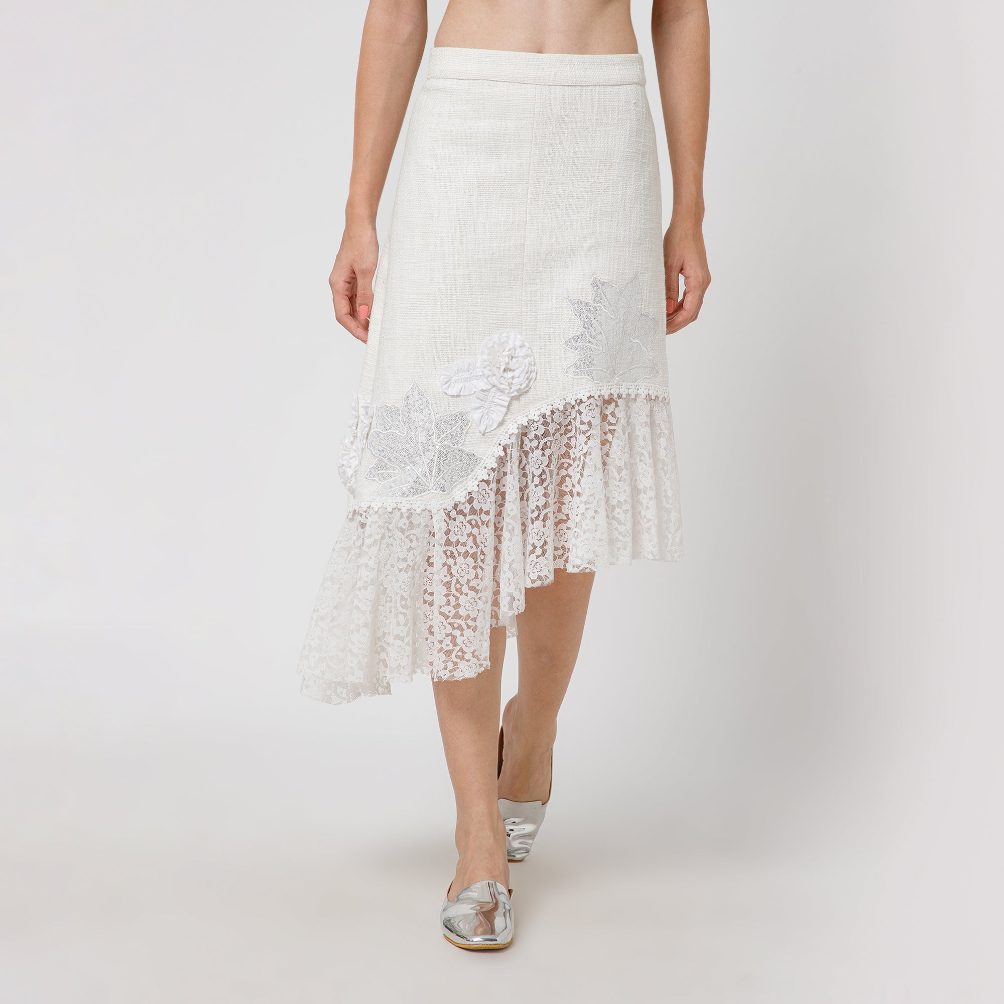 Off White Jute Asymmetrical skirt