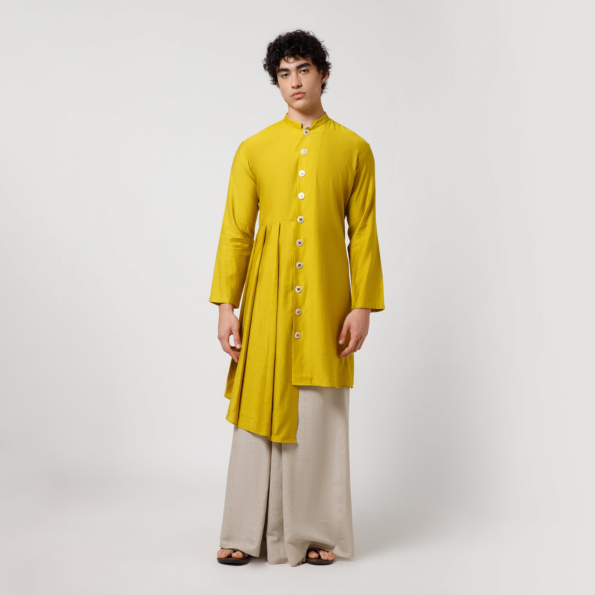 Olive Pleated Kurta
