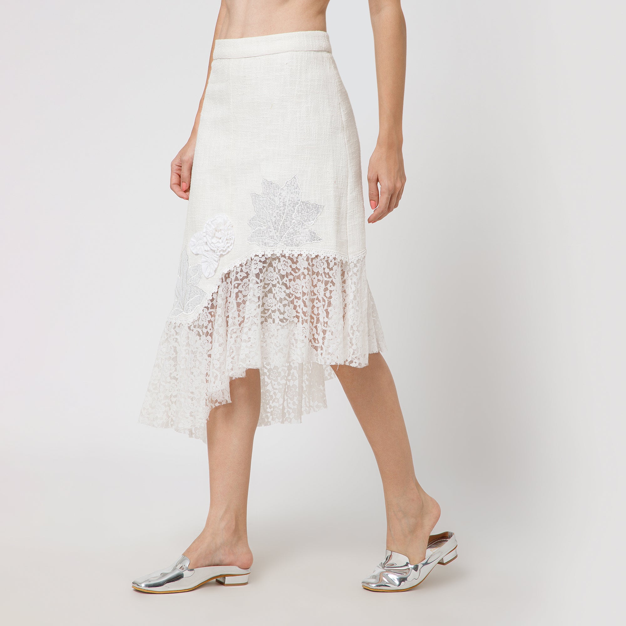 Off White Jute Asymmetrical skirt