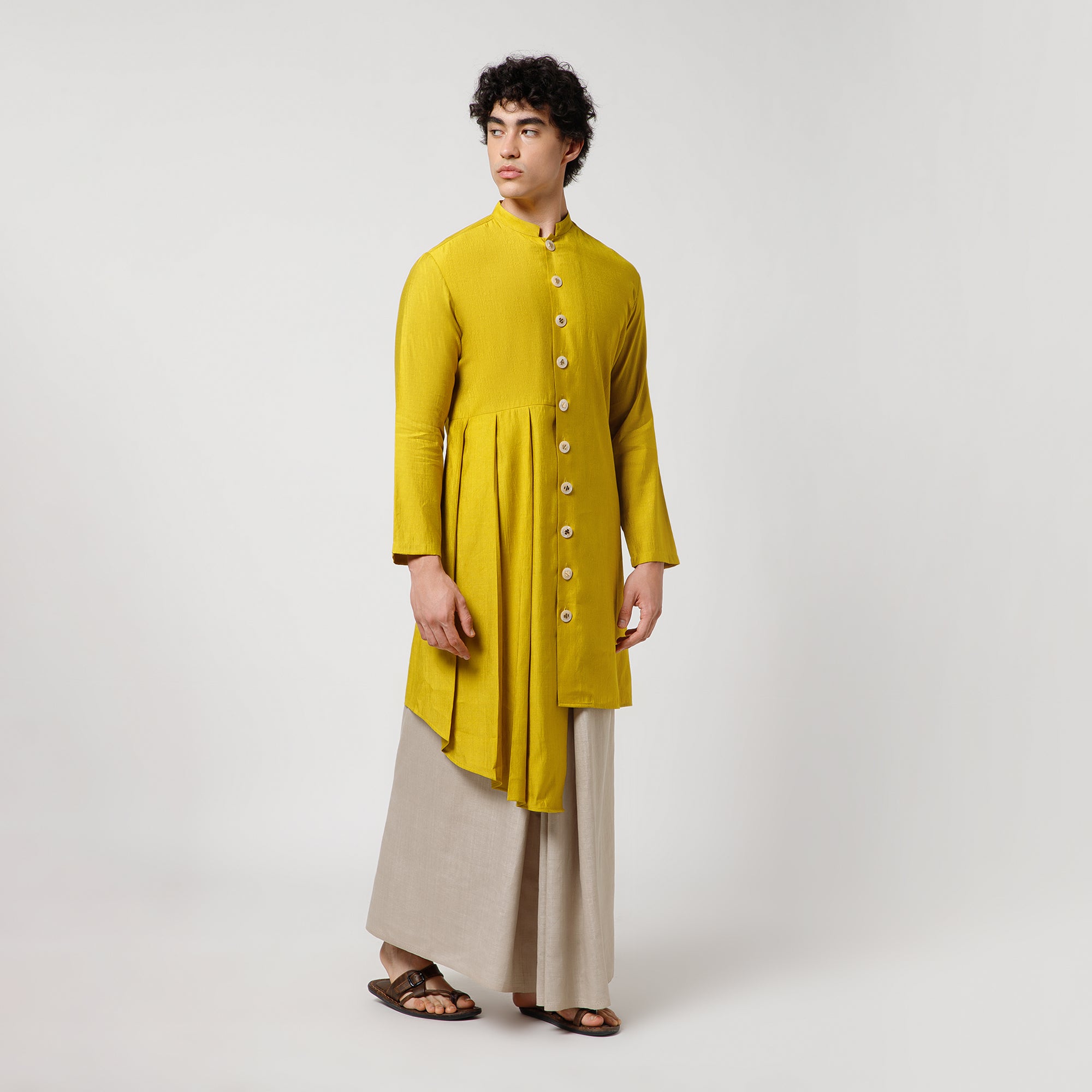 Olive Pleated Kurta