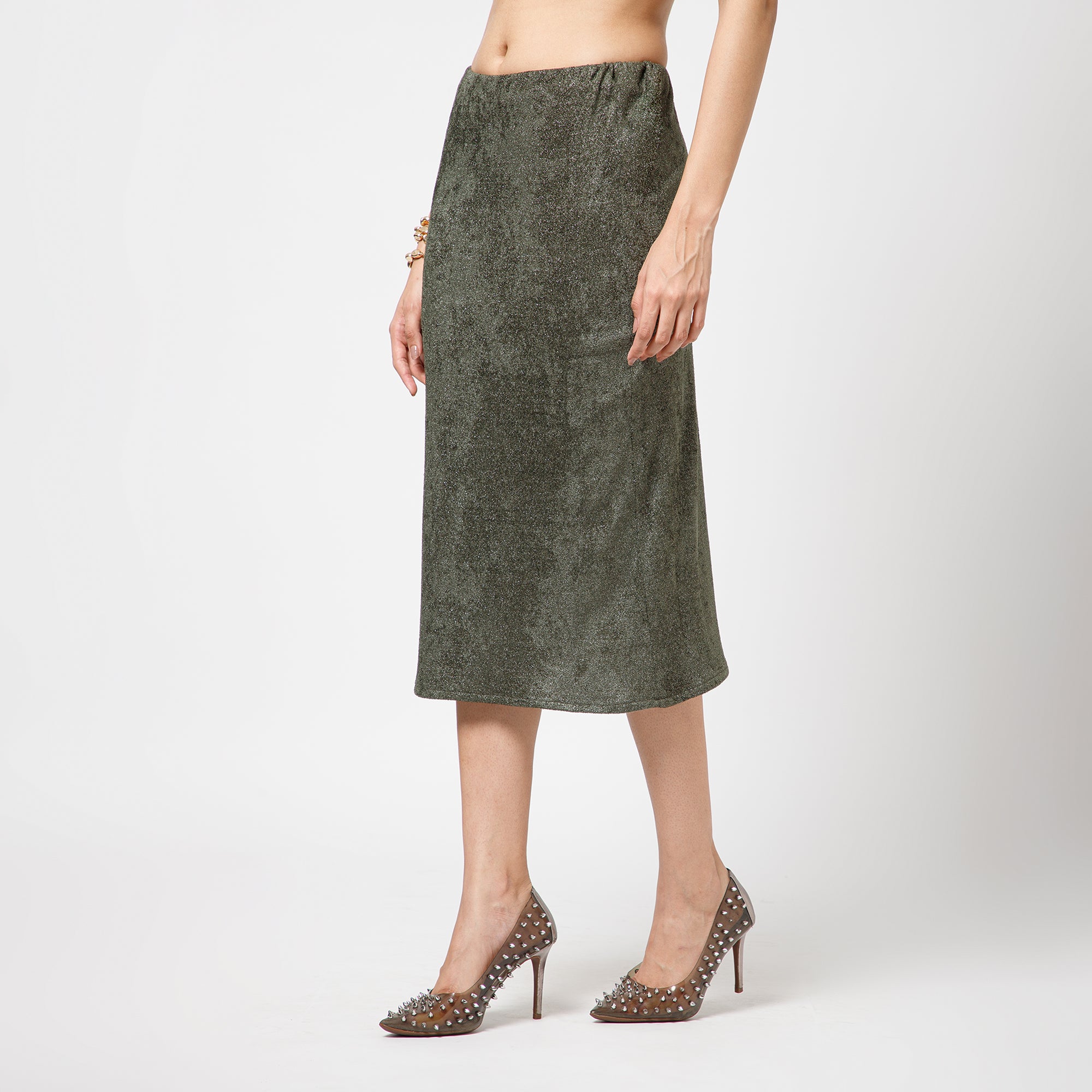 Green Shimmer Velvet Skirt
