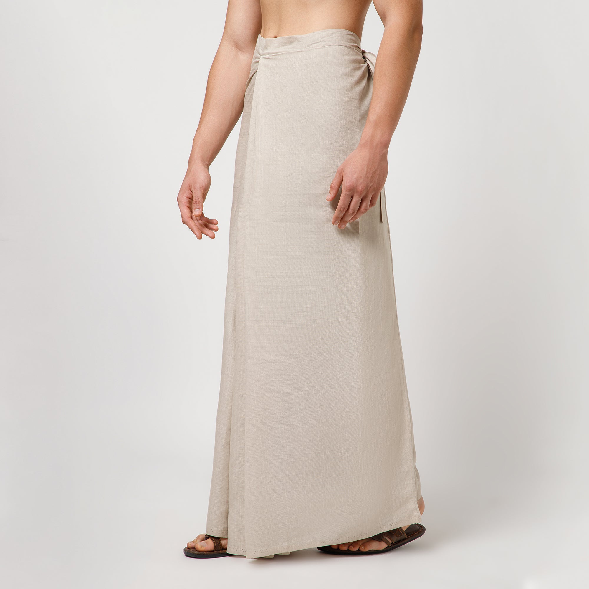 Beige Silk Dhoti
