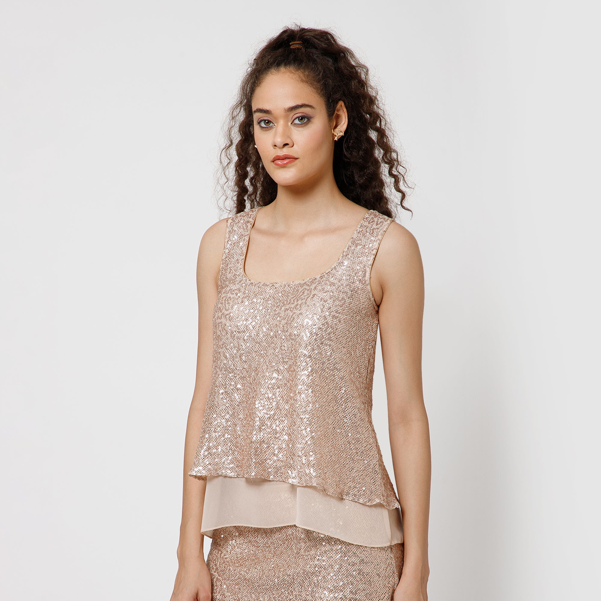 Gold Double Layer Sequence Top