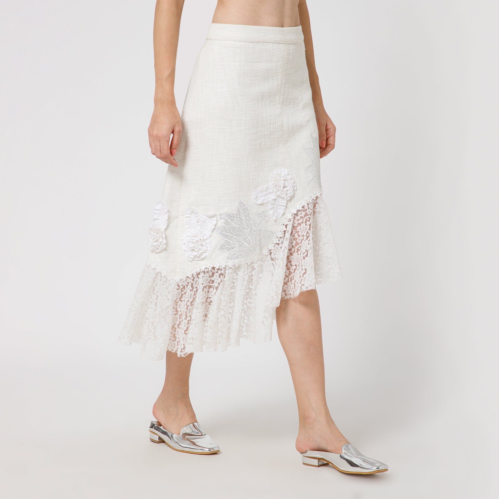 Off White Jute Asymmetrical skirt