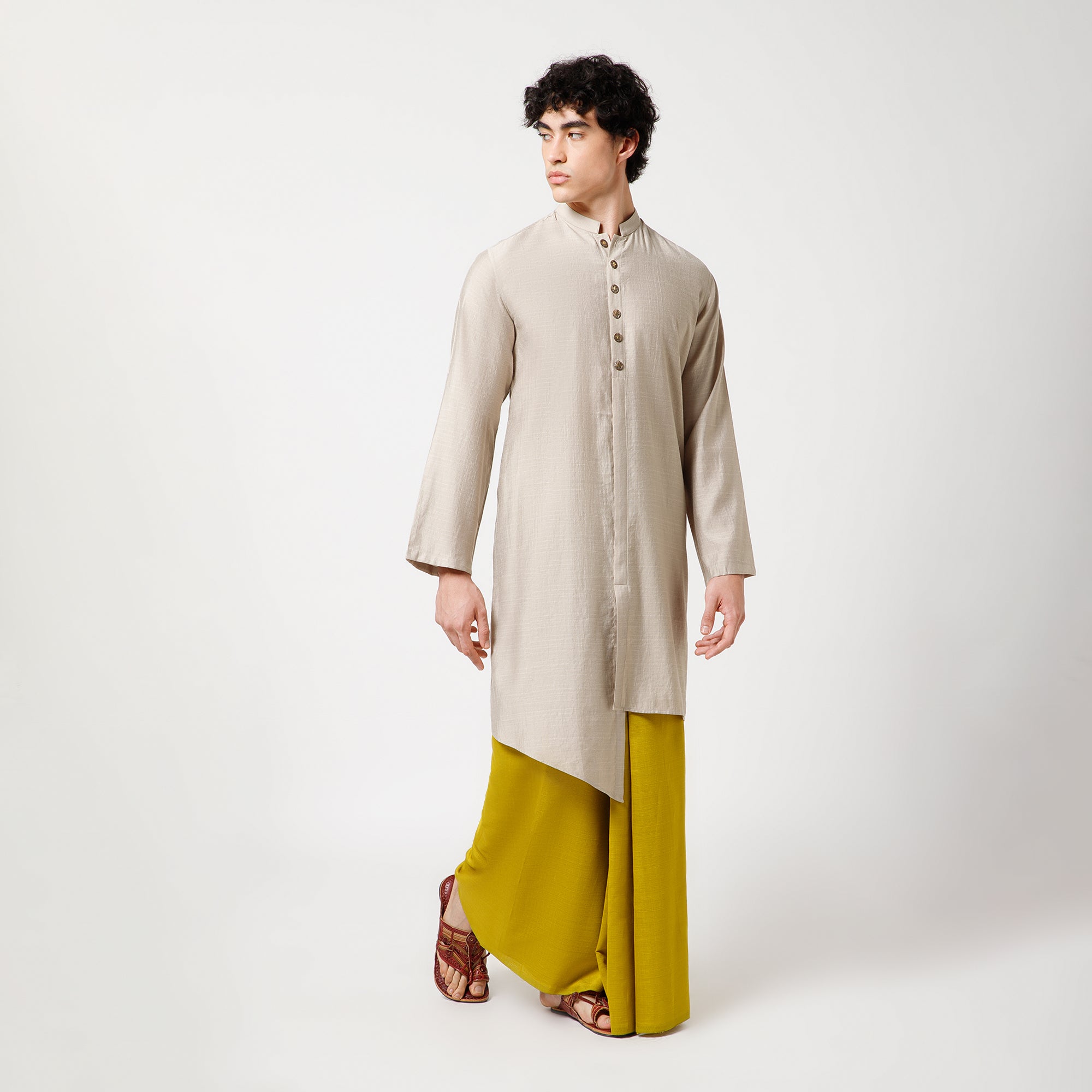 Beige Asymmetrical Kurta