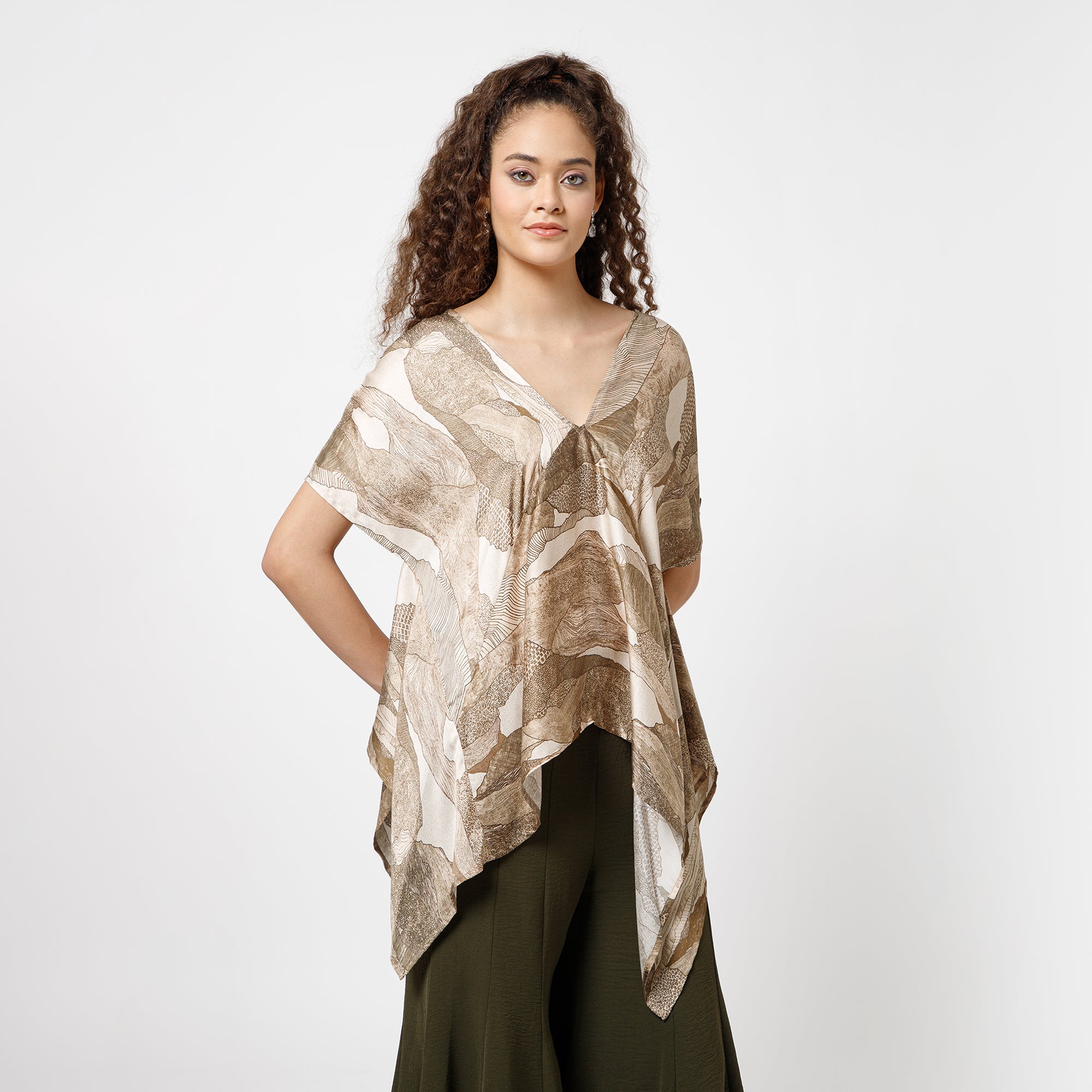 Olive Printed Kaftan Top