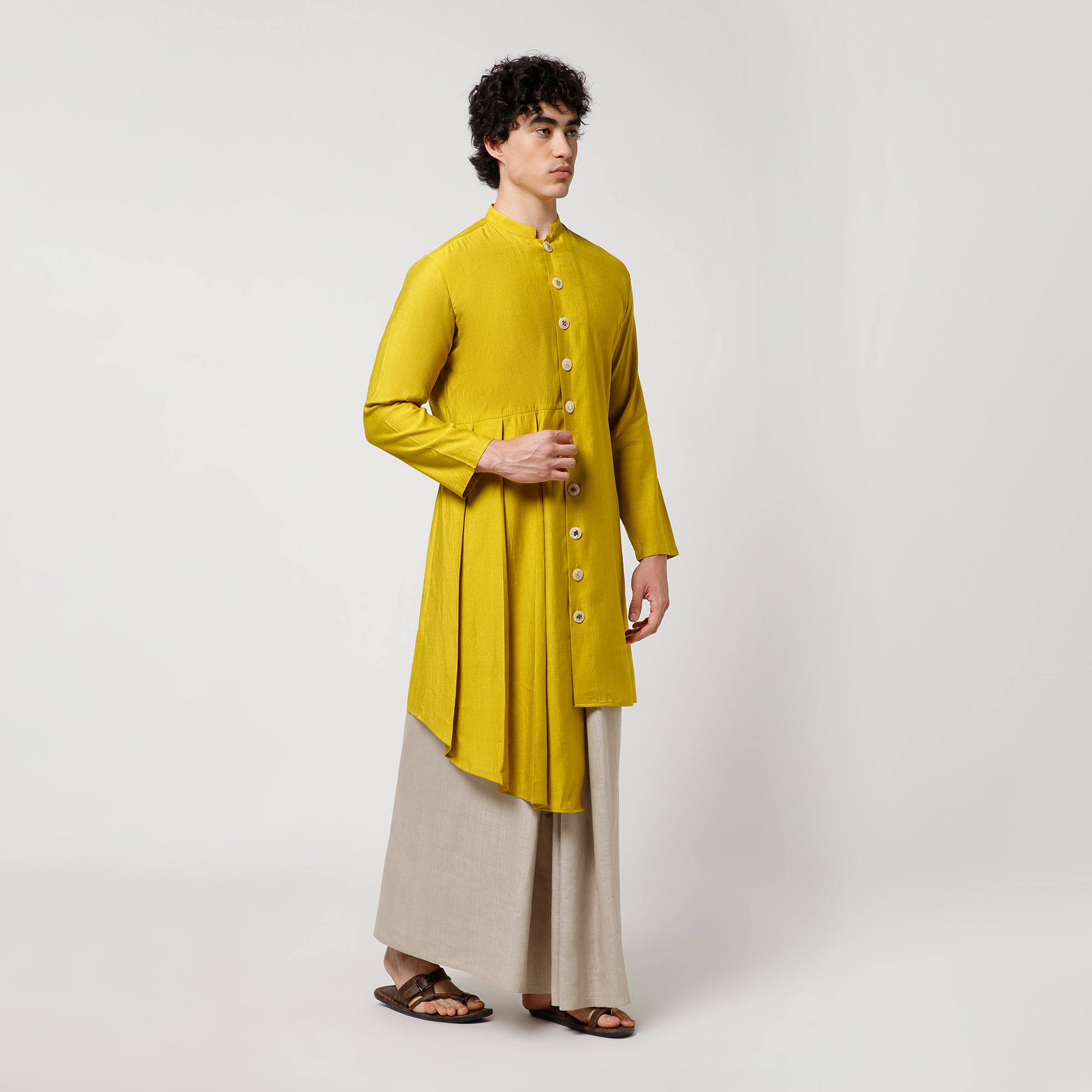 Olive Pleated Kurta