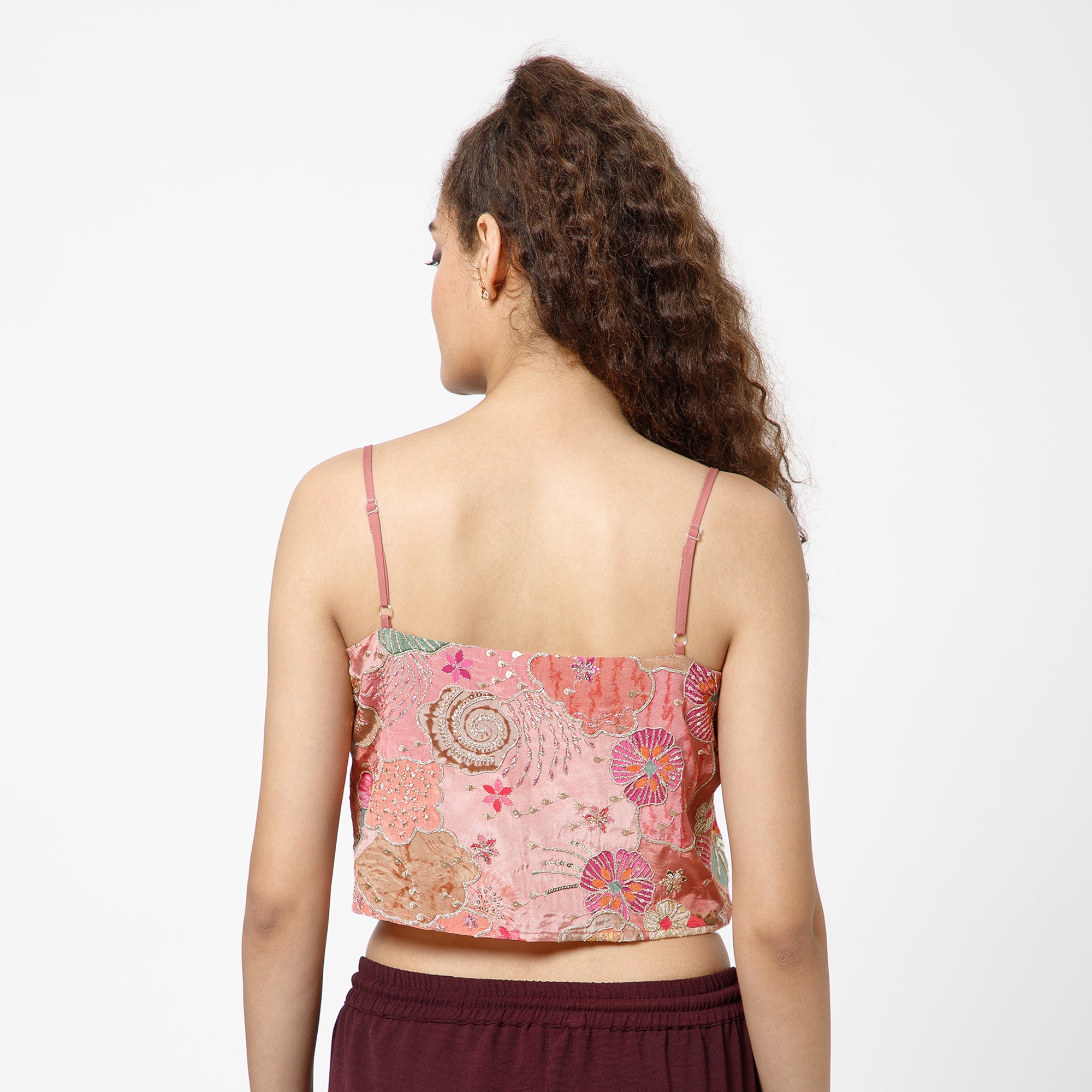 Pink Embroidery Crop Top