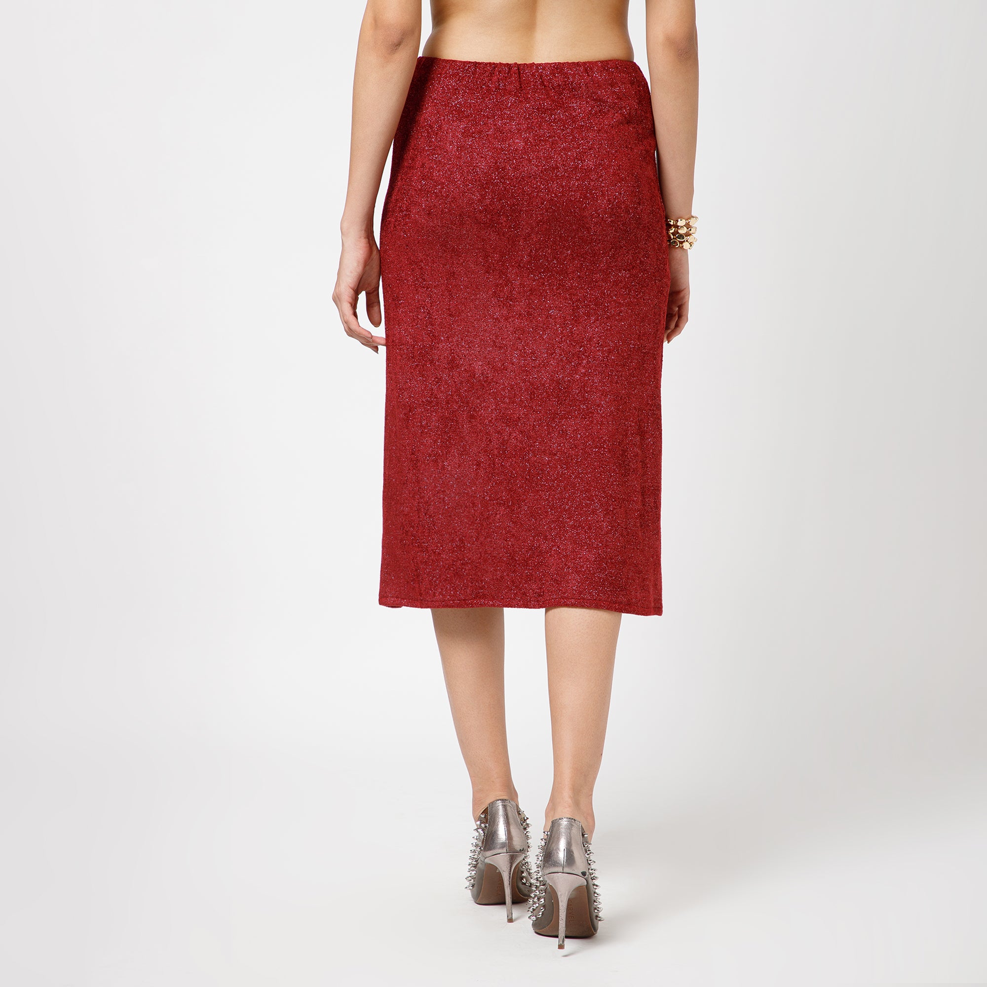 Maroon Shimmer Velvet Skirt