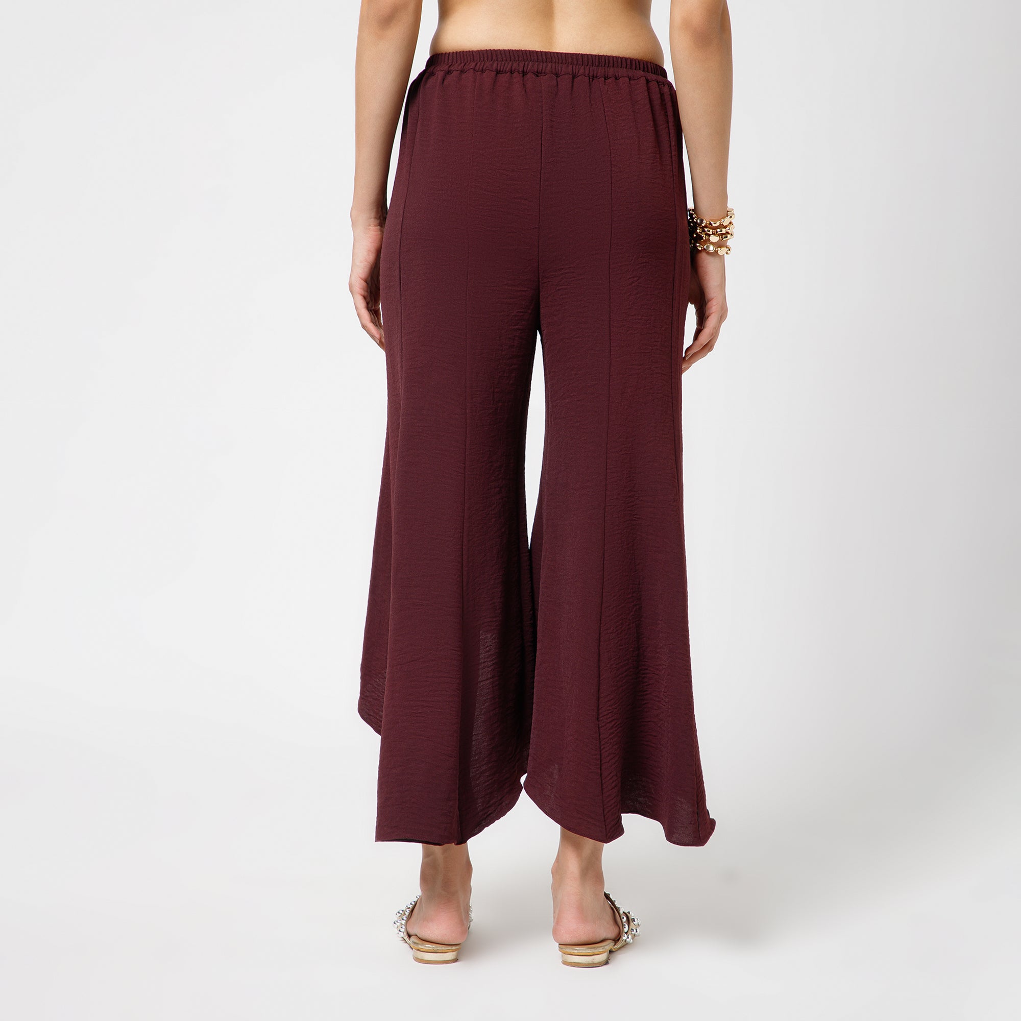 Prune Crepe Asymmetrical Plazzo