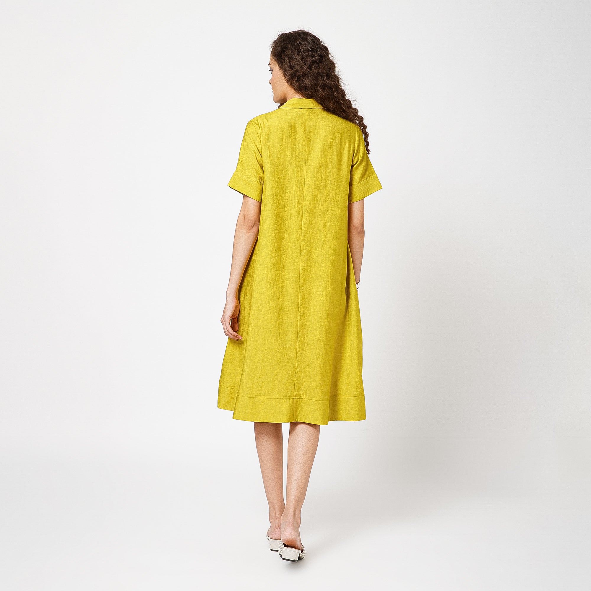 Olive Dress With Butterfly Embroidery