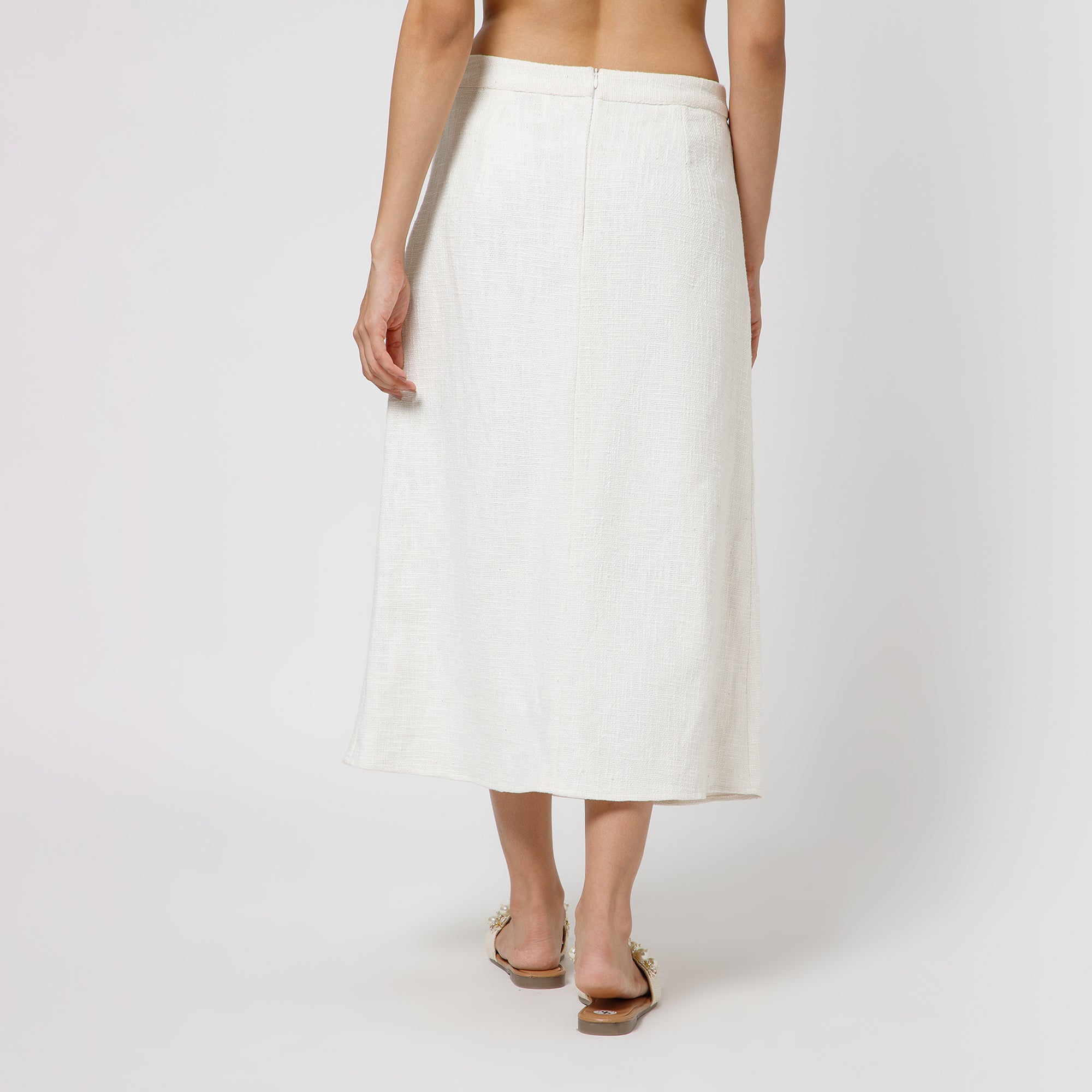 Off White Jute Clutch Pocket Skirt