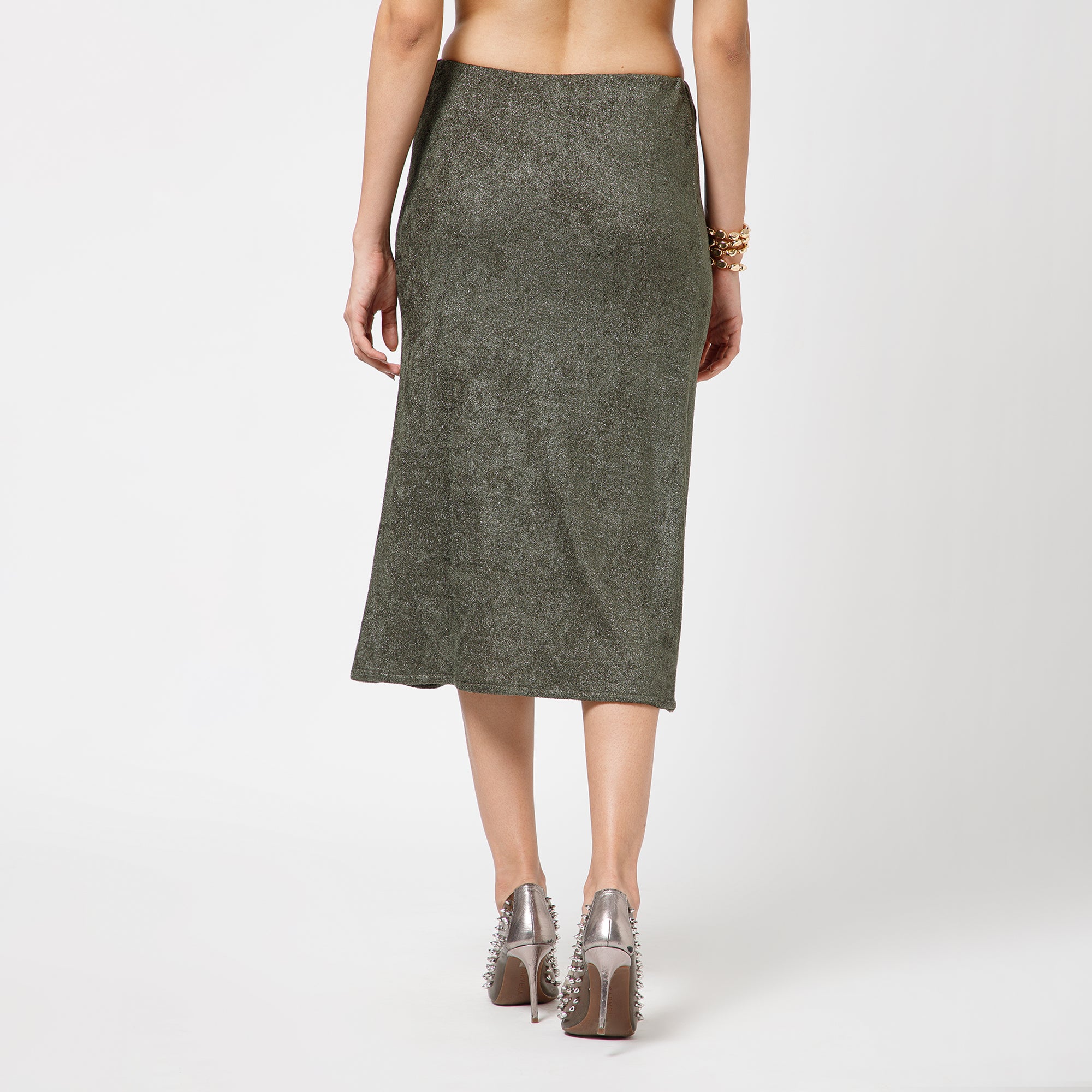 Green Shimmer Velvet Skirt