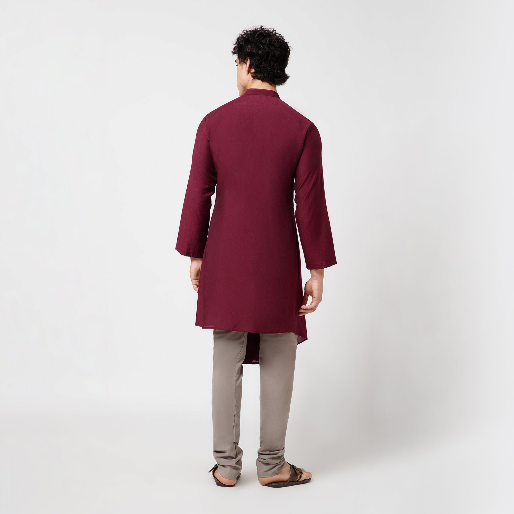 Prune Pleated Kurta