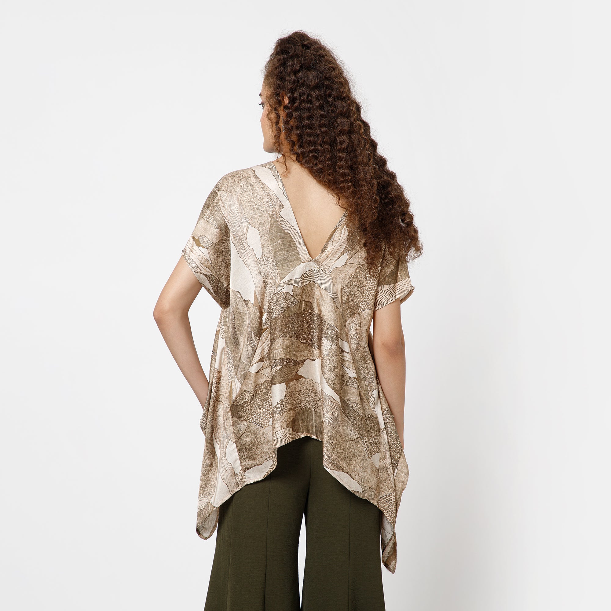 Olive Printed Kaftan Top