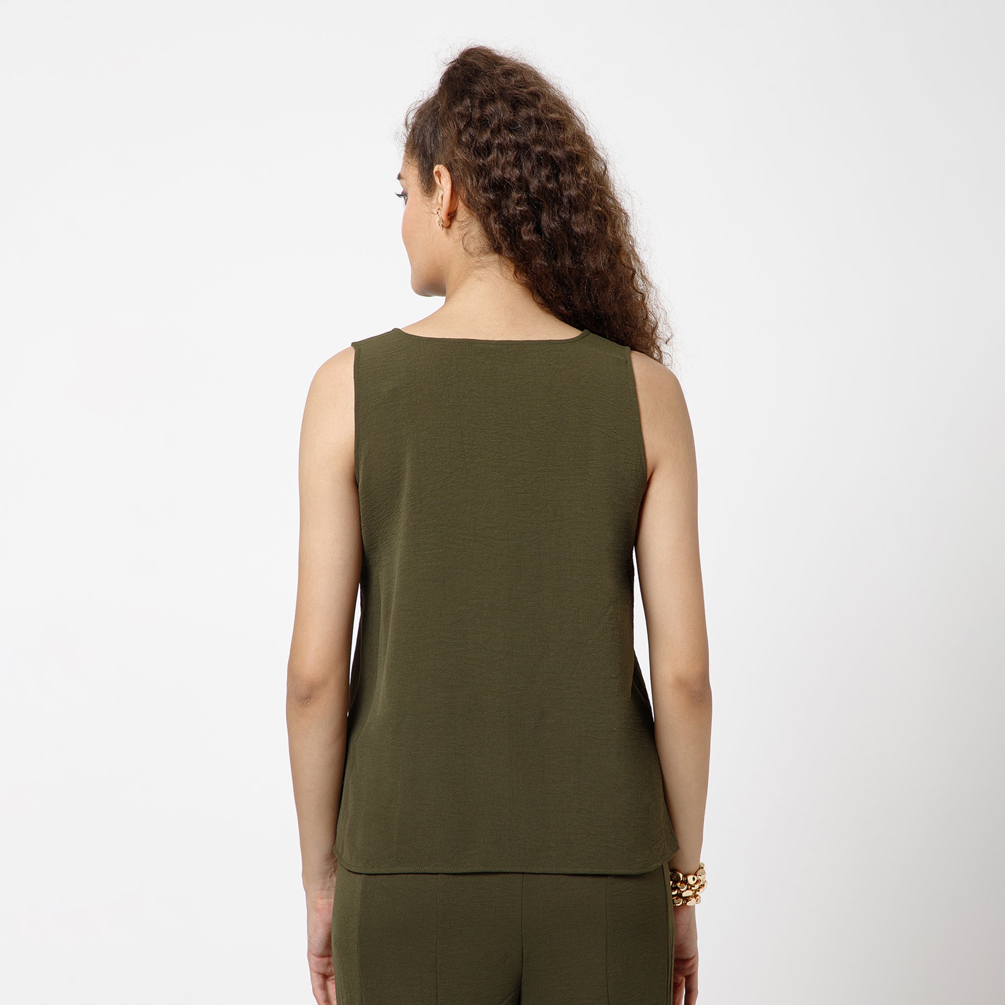 Prune Crepe Top With Patch Embroidery