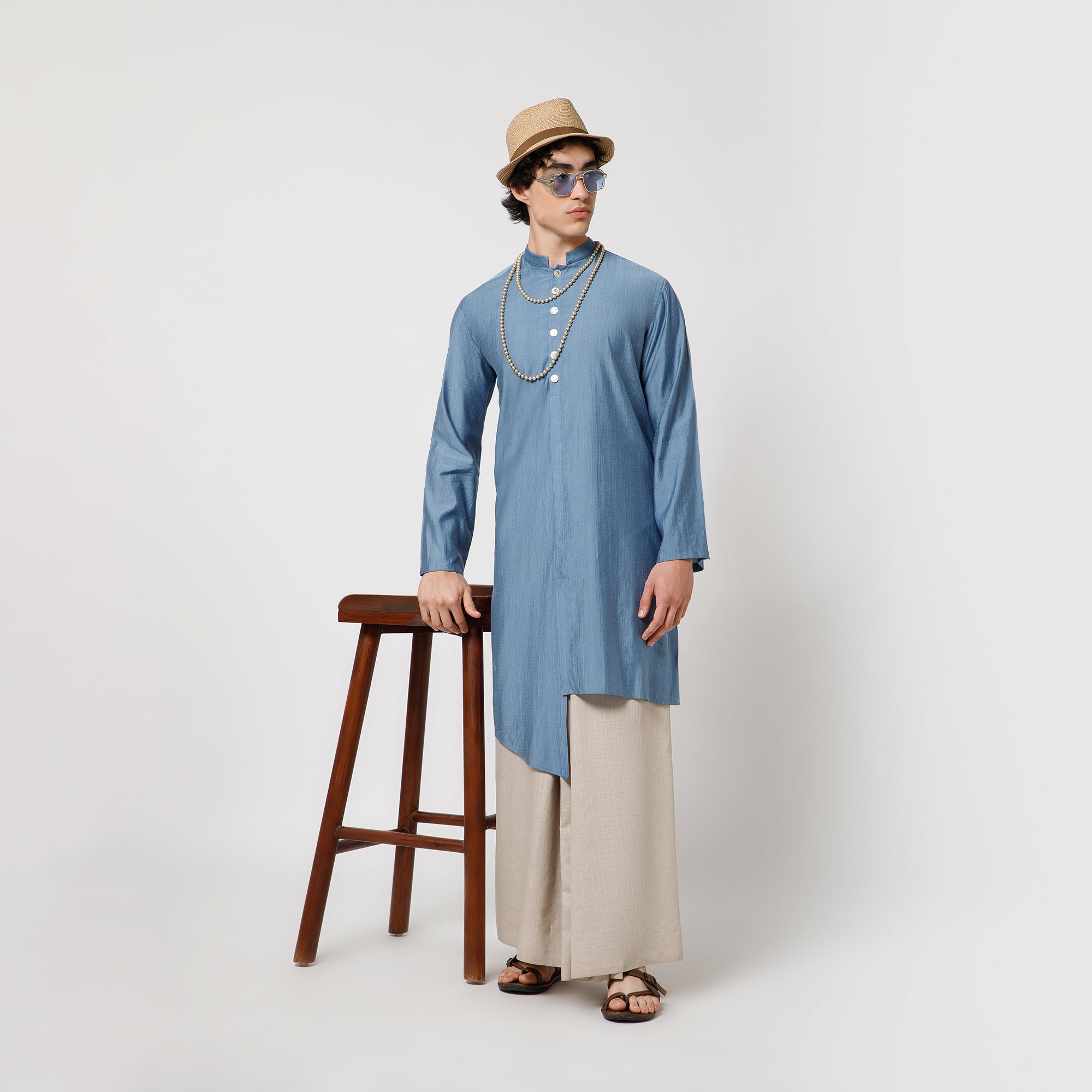 Blue Asymmetrical Kurta
