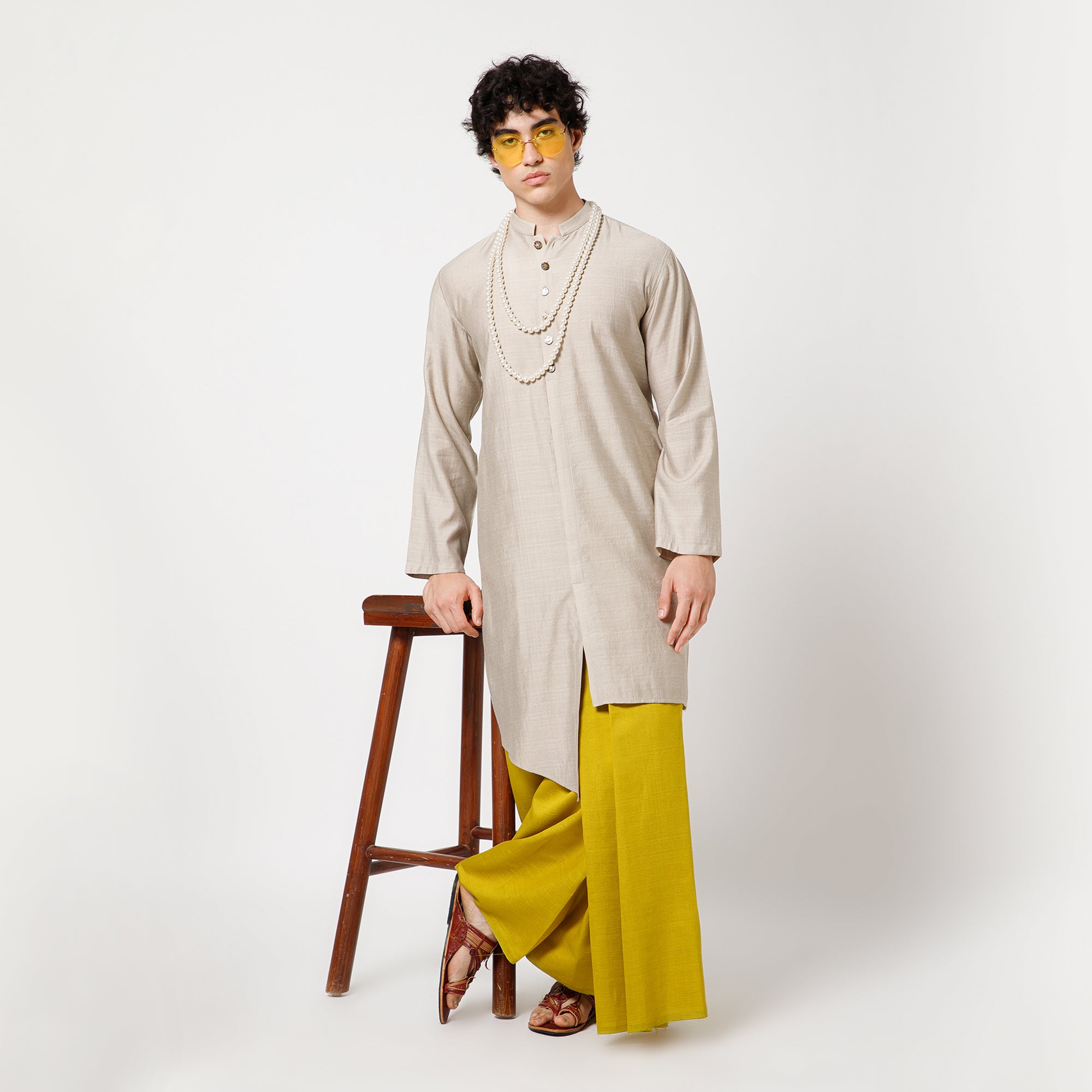 Beige Asymmetrical Kurta