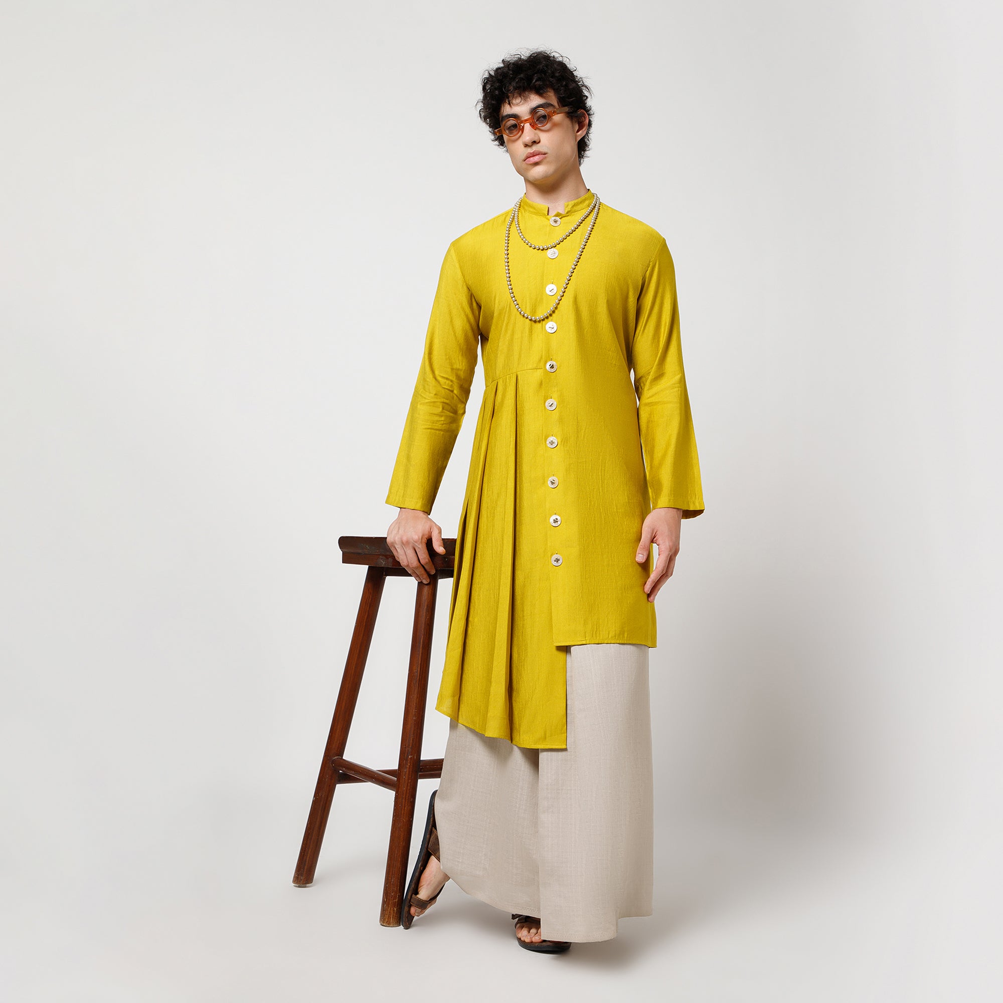 Beige Silk Dhoti