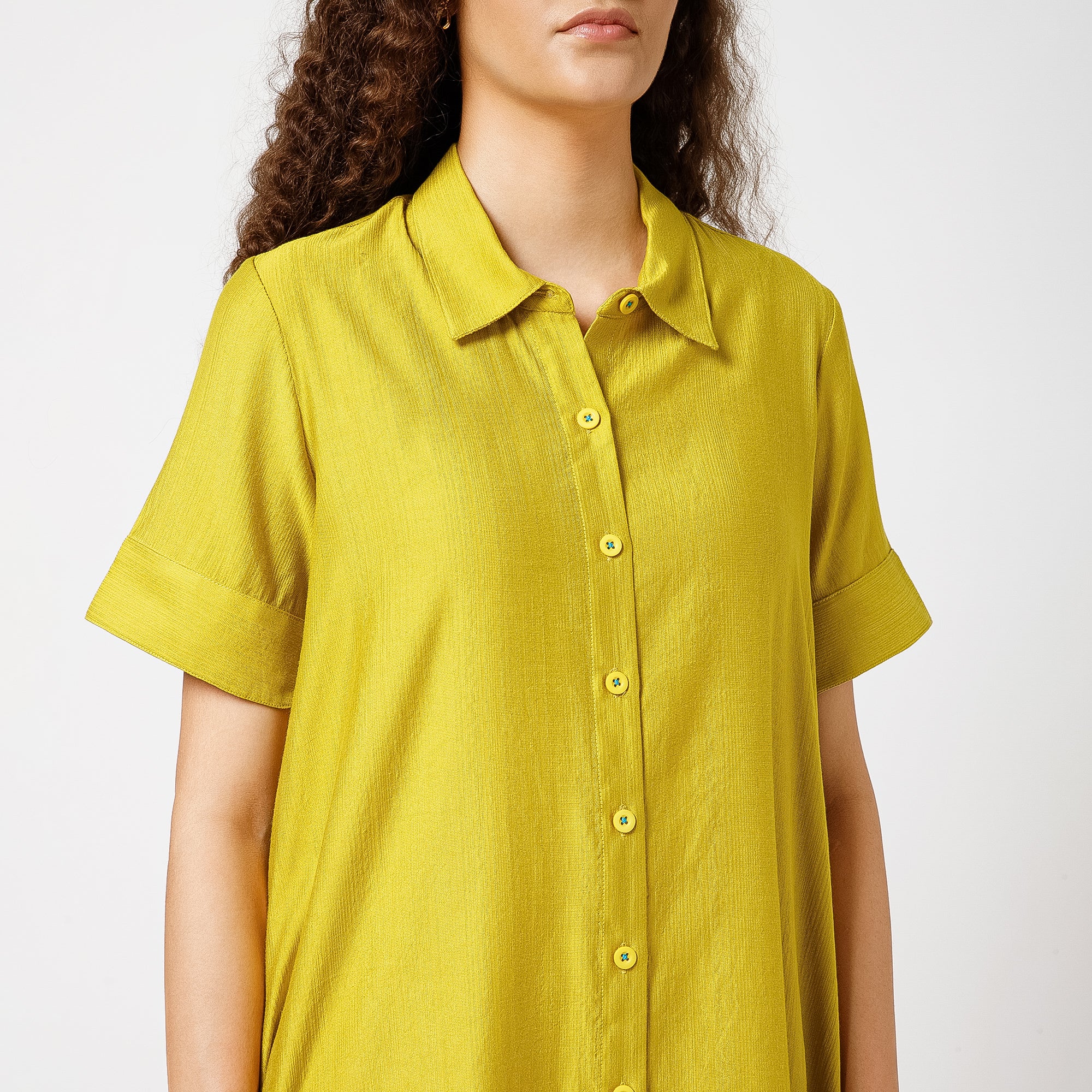 Olive Dress With Butterfly Embroidery