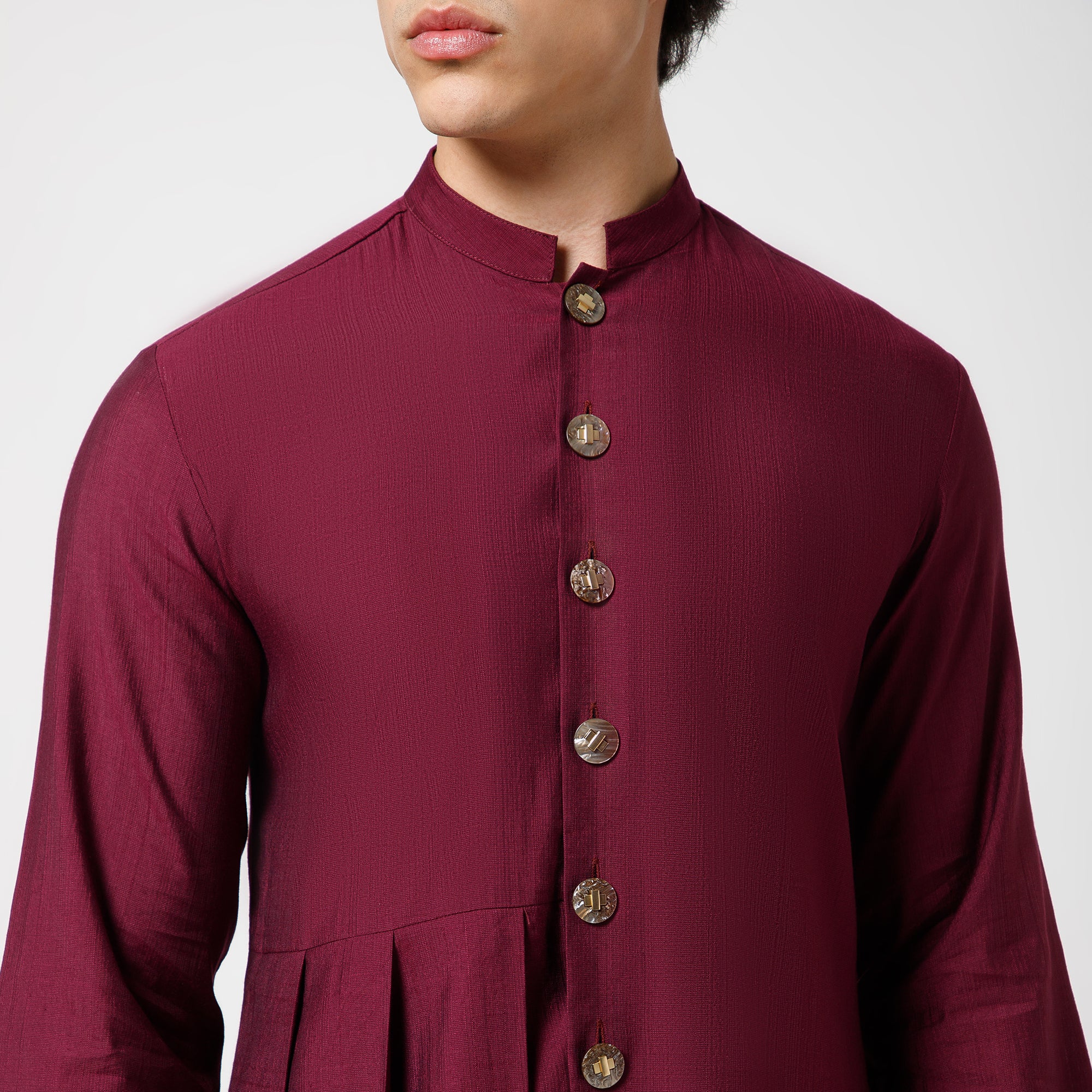 Prune Pleated Kurta