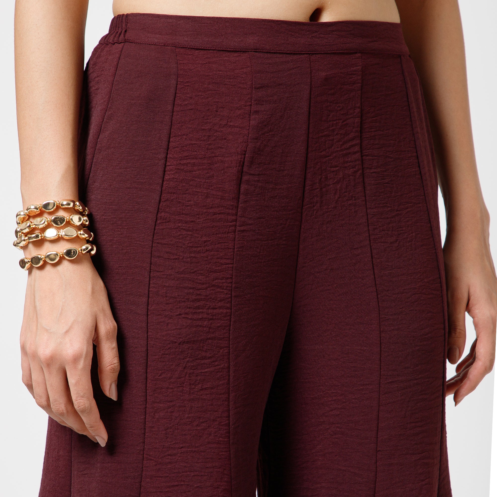 Prune Crepe Asymmetrical Plazzo