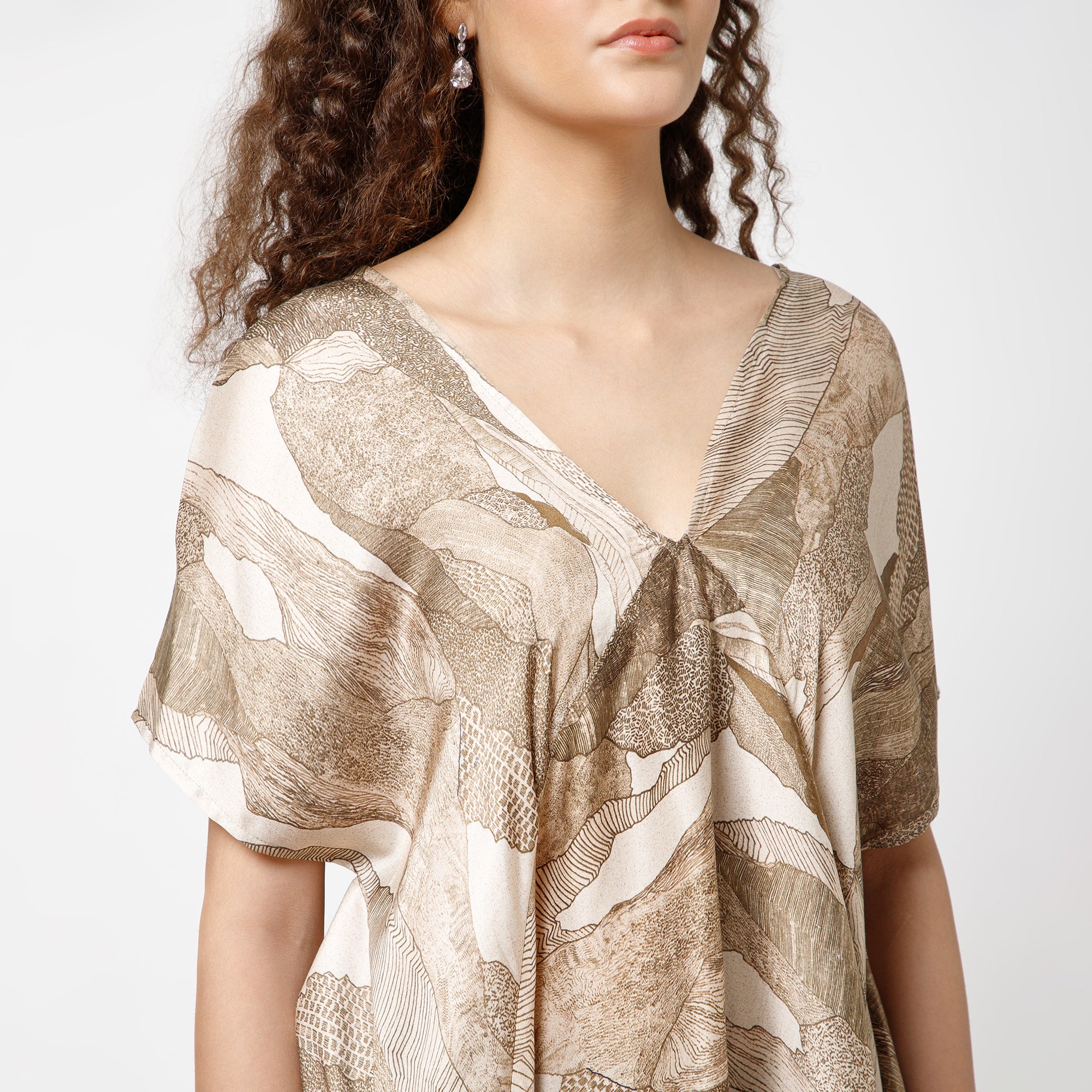 Olive Printed Kaftan Top