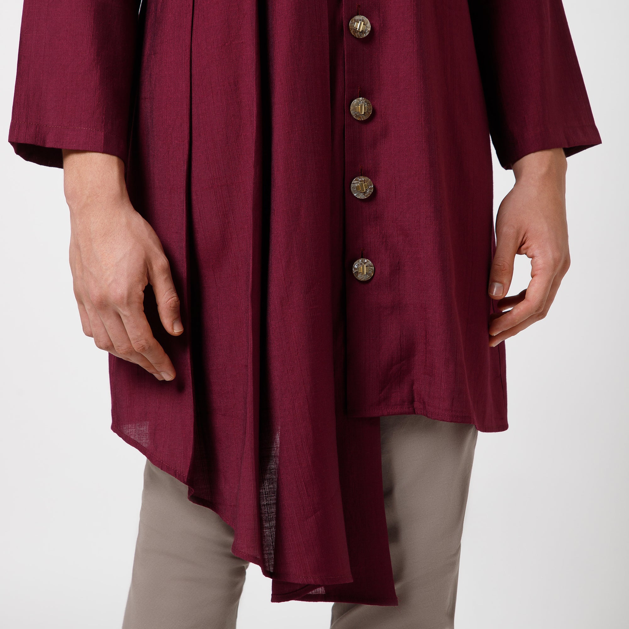 Prune Pleated Kurta