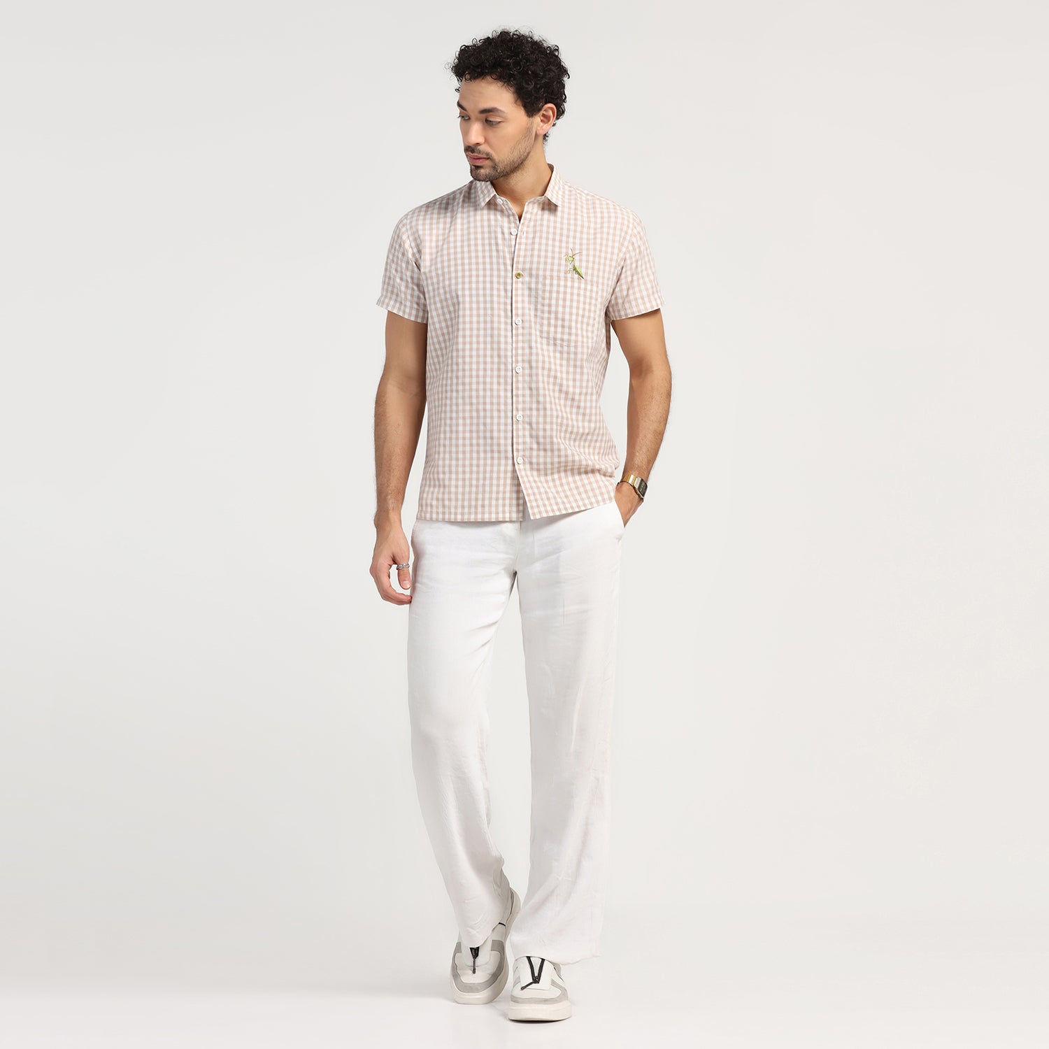 Buy Beige Check Shirt for Men-8