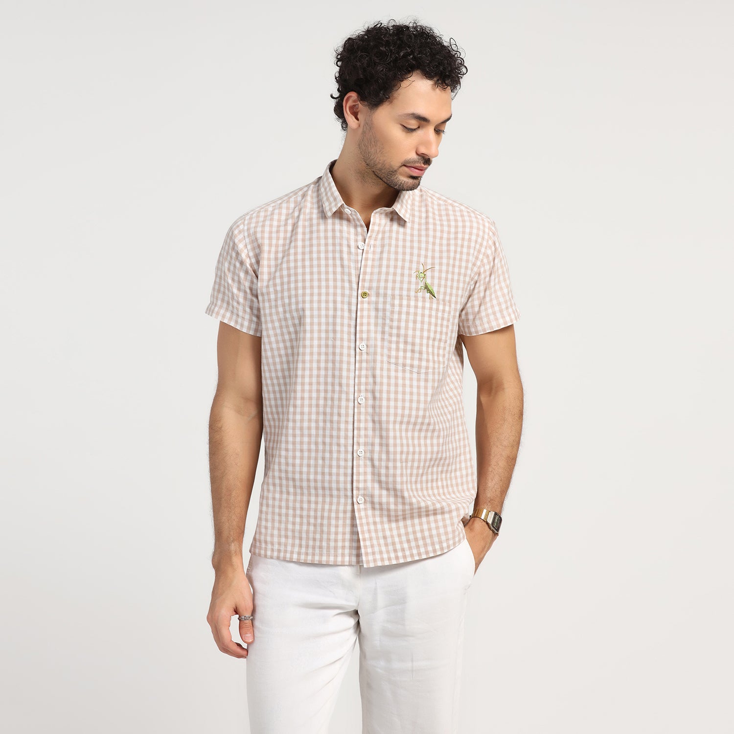 Buy Beige Check Shirt for Men-3