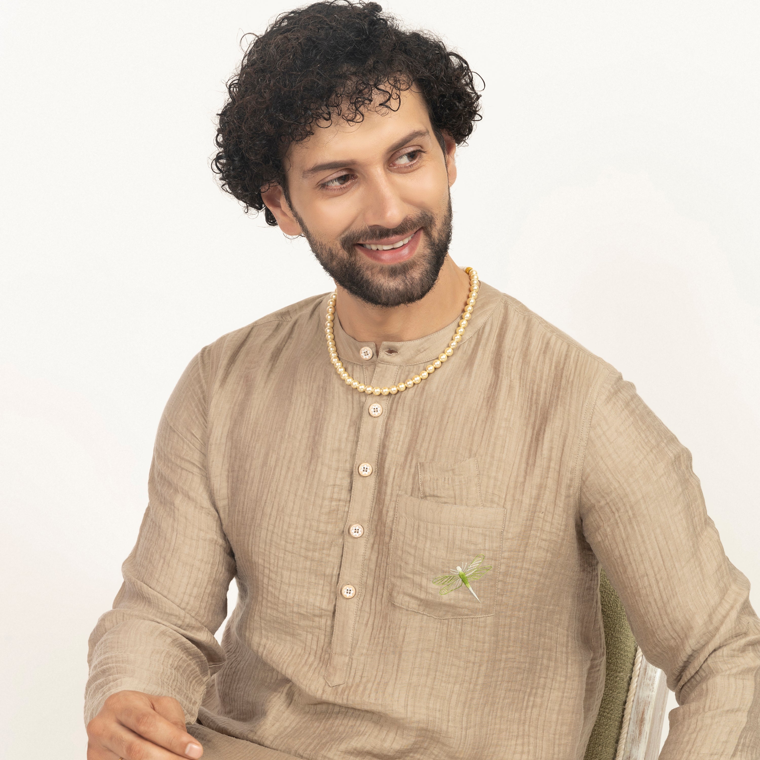 Buy Beige Double Gauze Kurta for Men