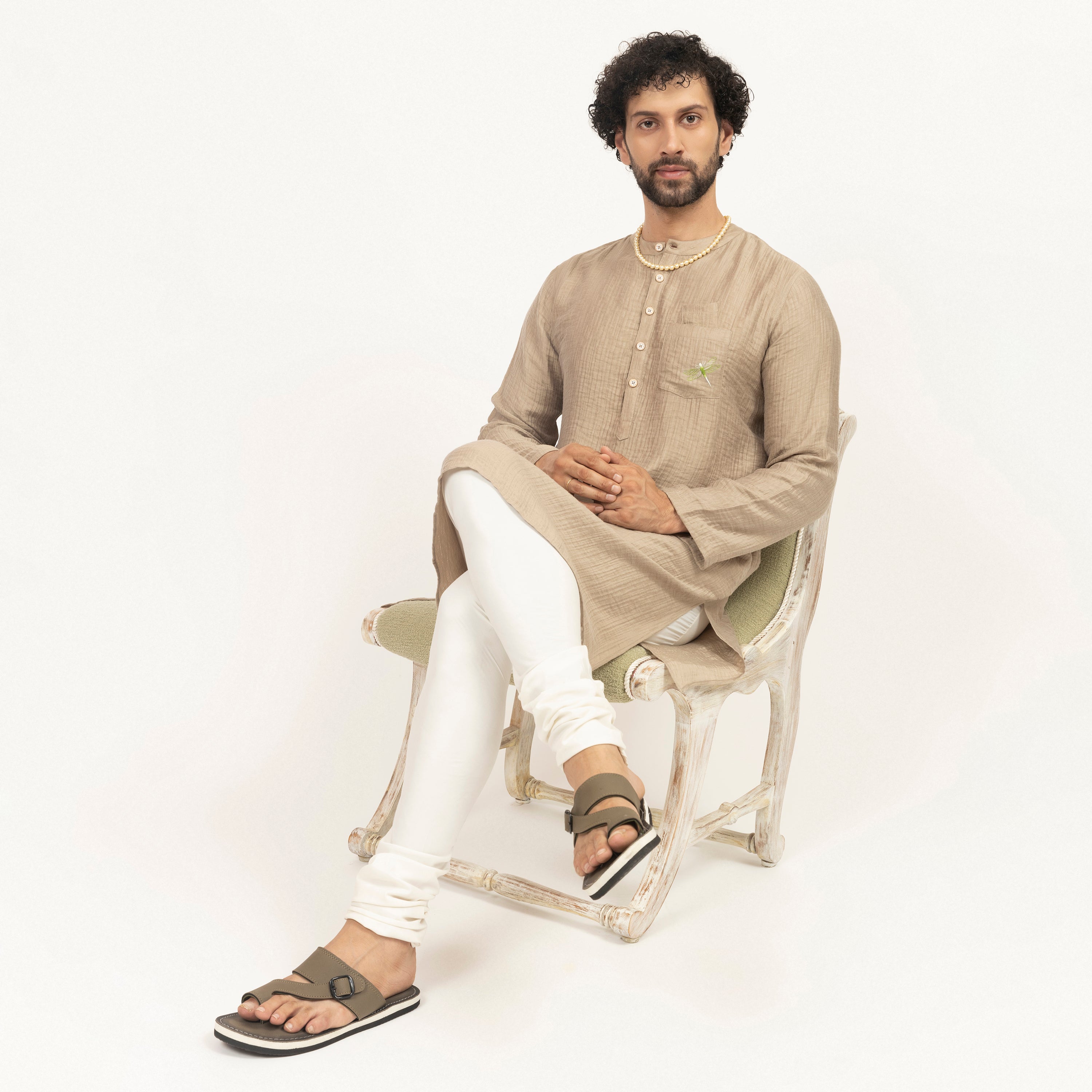 Buy Beige Double Gauze Kurta for Men-1