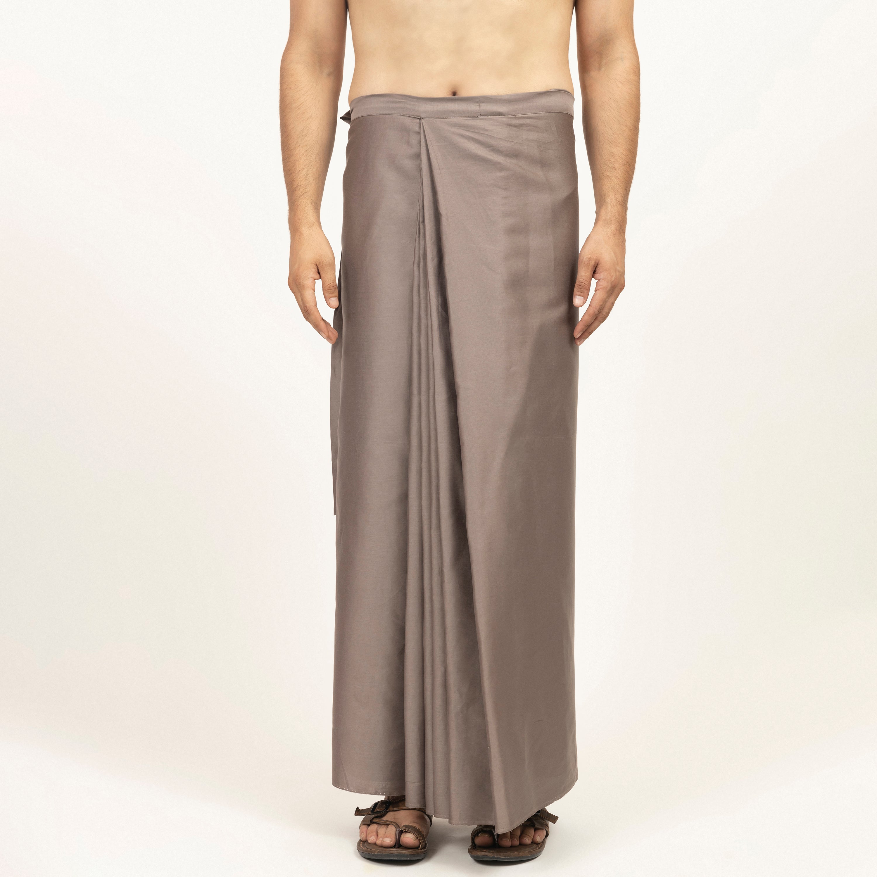 Beige Pre Pleated Wrap Dhoti for Men