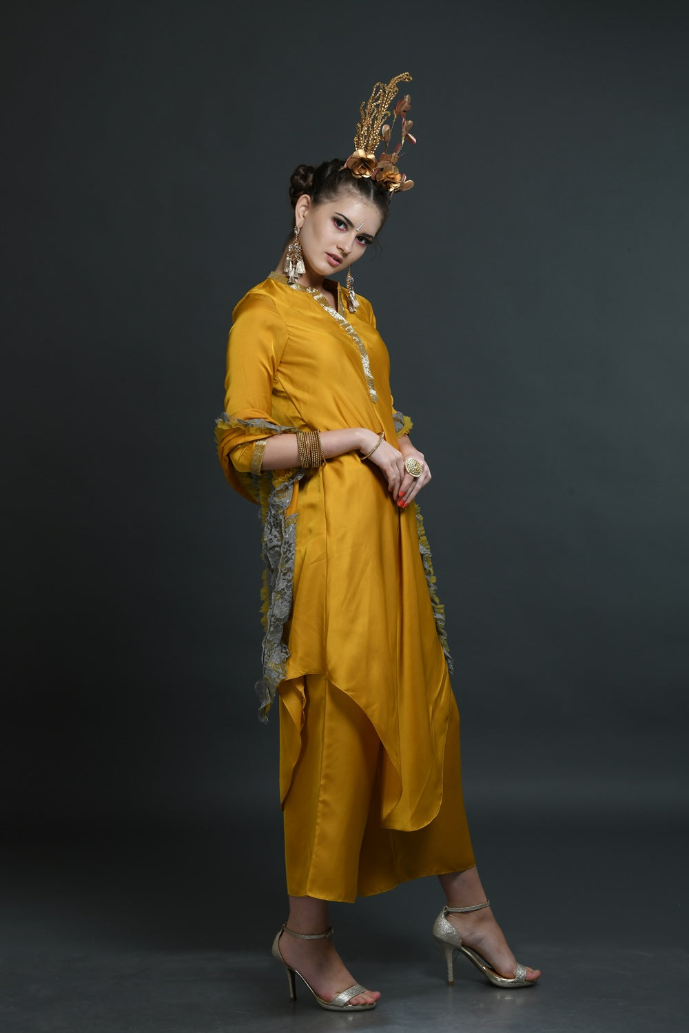 Yellow Tunic With Chinese Collar
