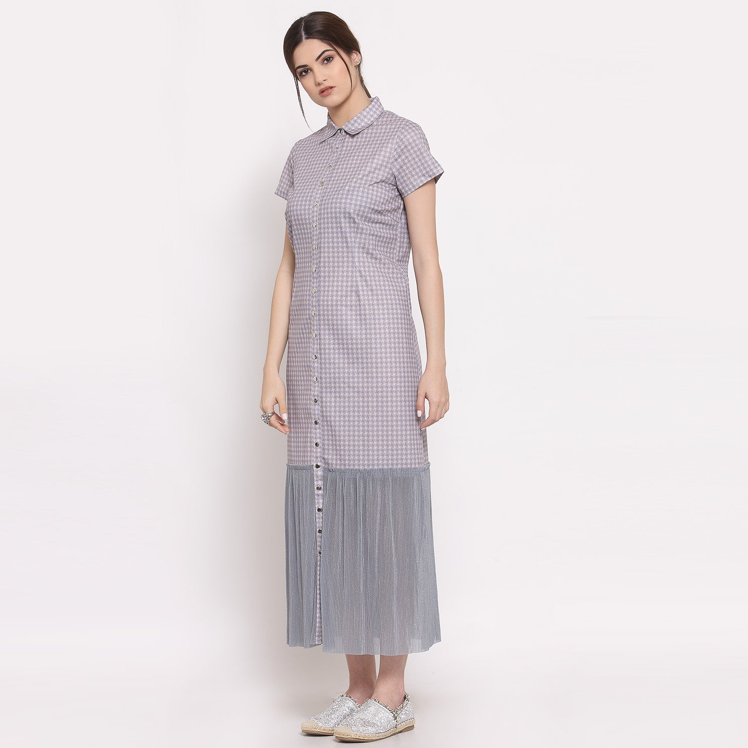 Buy Grey Check & Plisse Dresses for Women-1