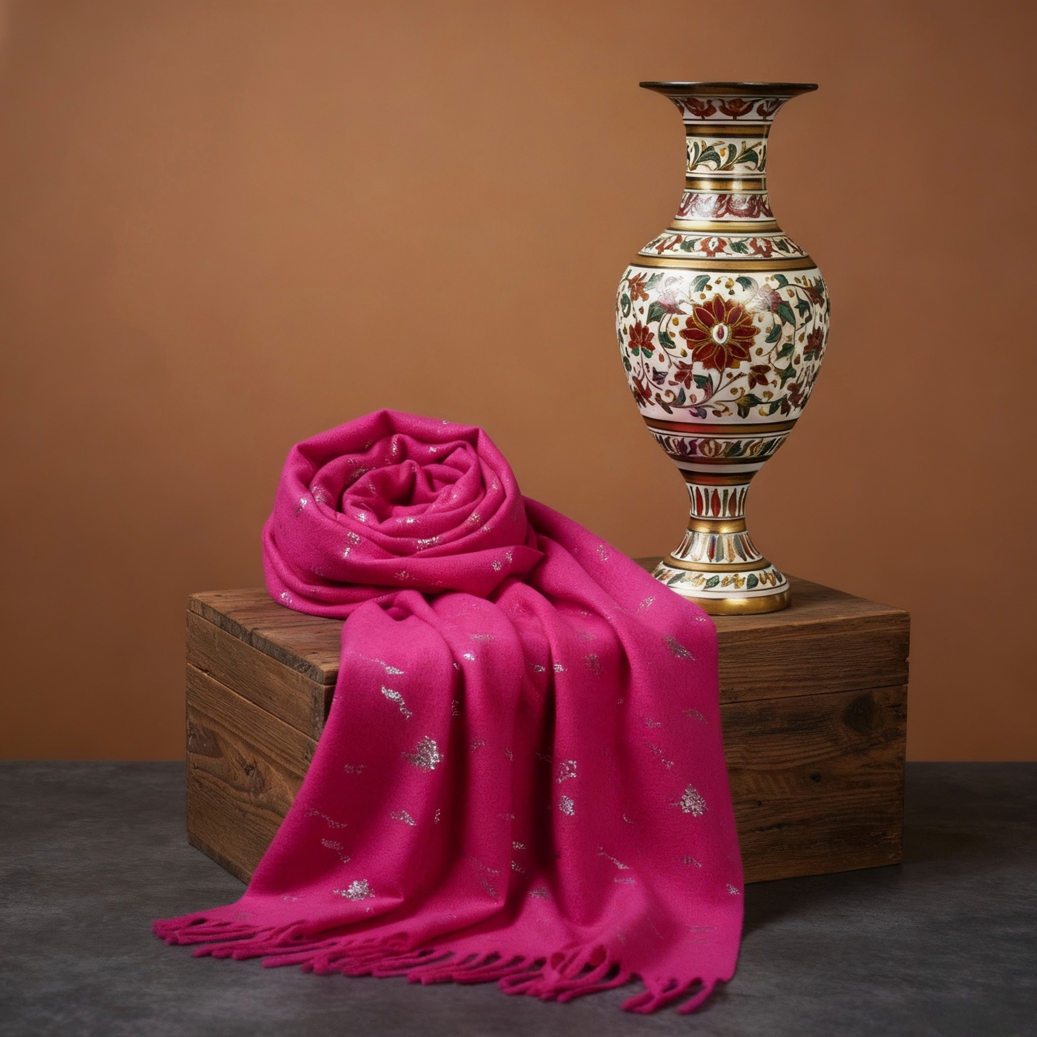 Pink Stole With Bow Foil Print