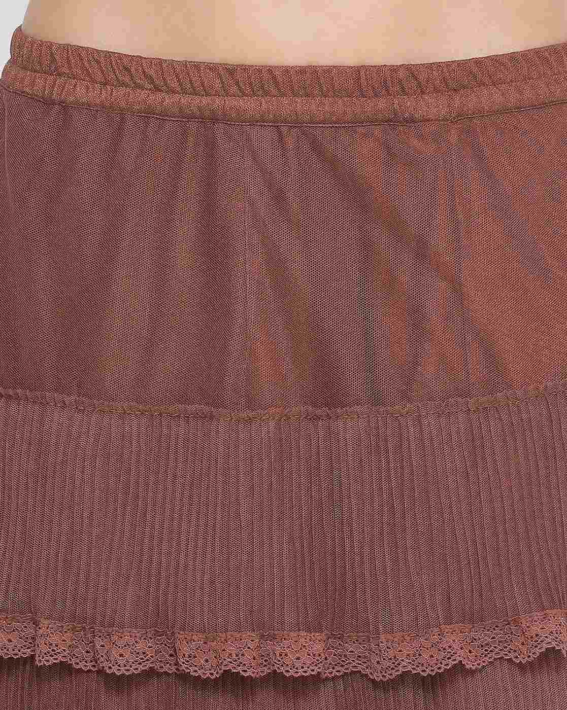 Buy Brown Net Frill Skirt for Women-1