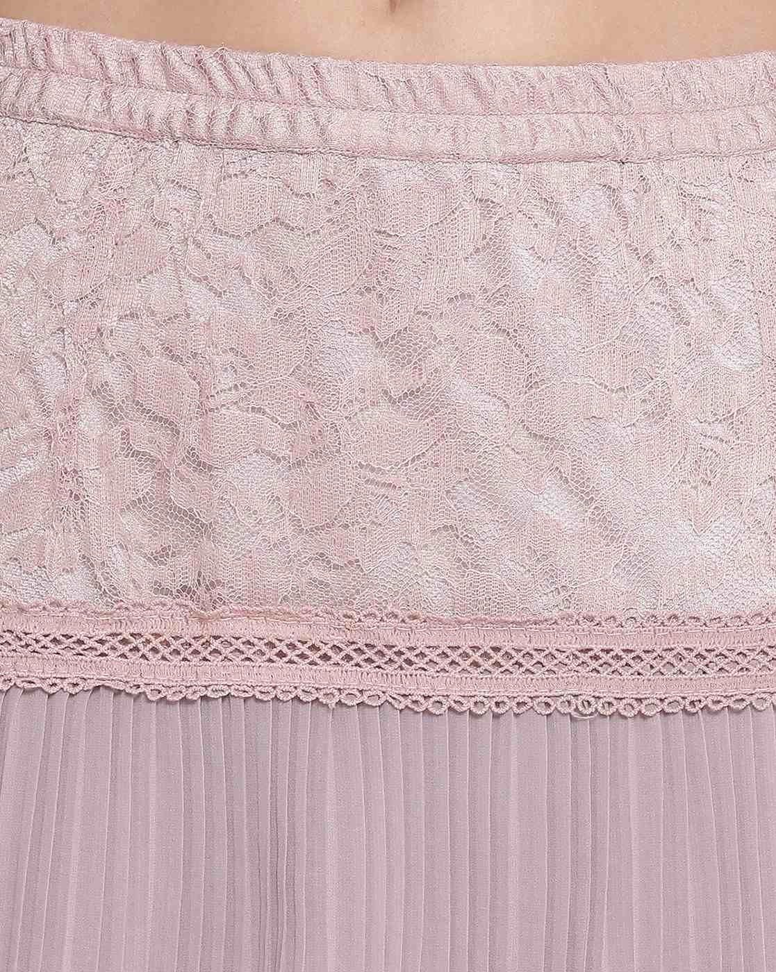 Rose Pink Net Frill Skirt for Women-1