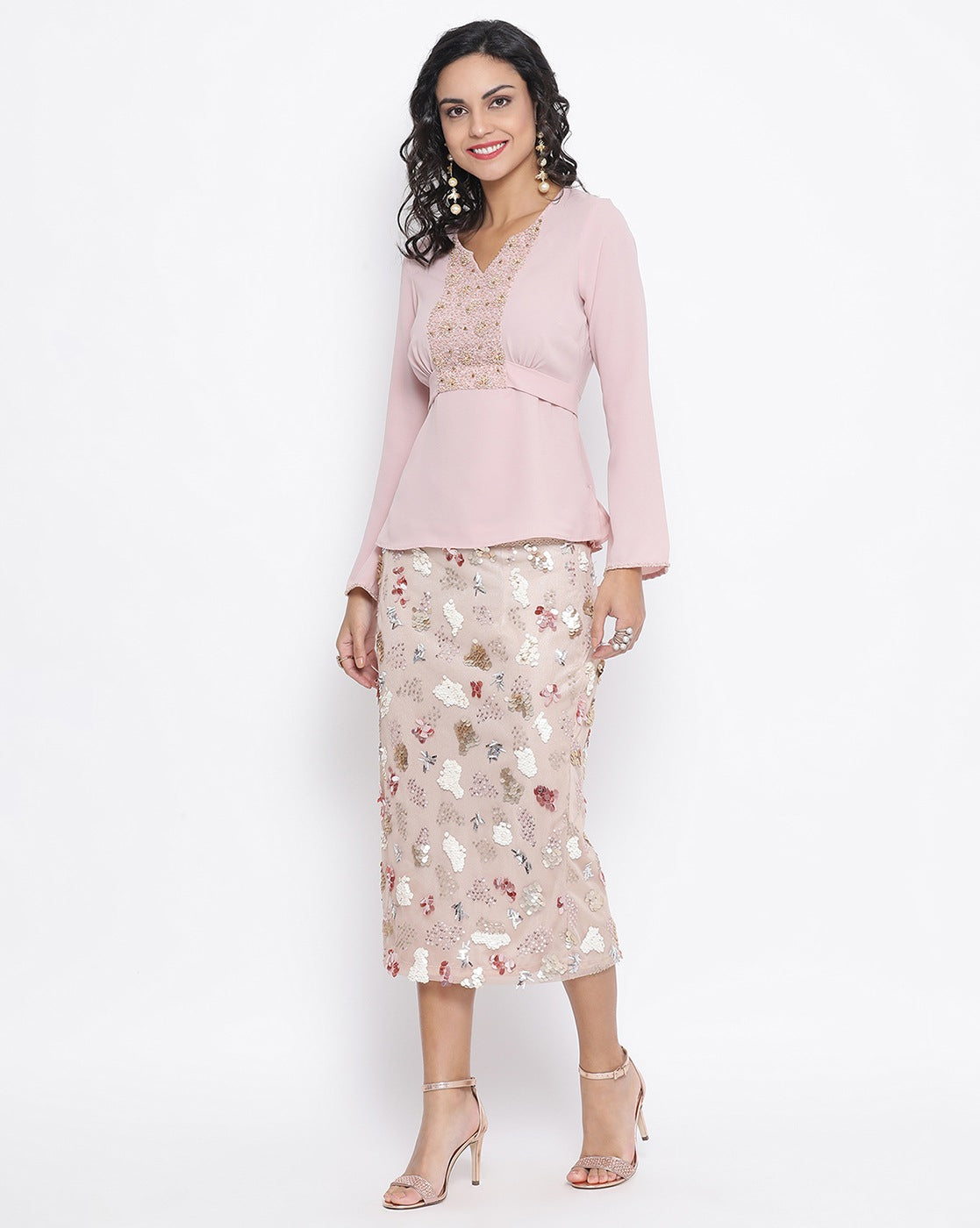 Beige Net Skirts for Women Online-4