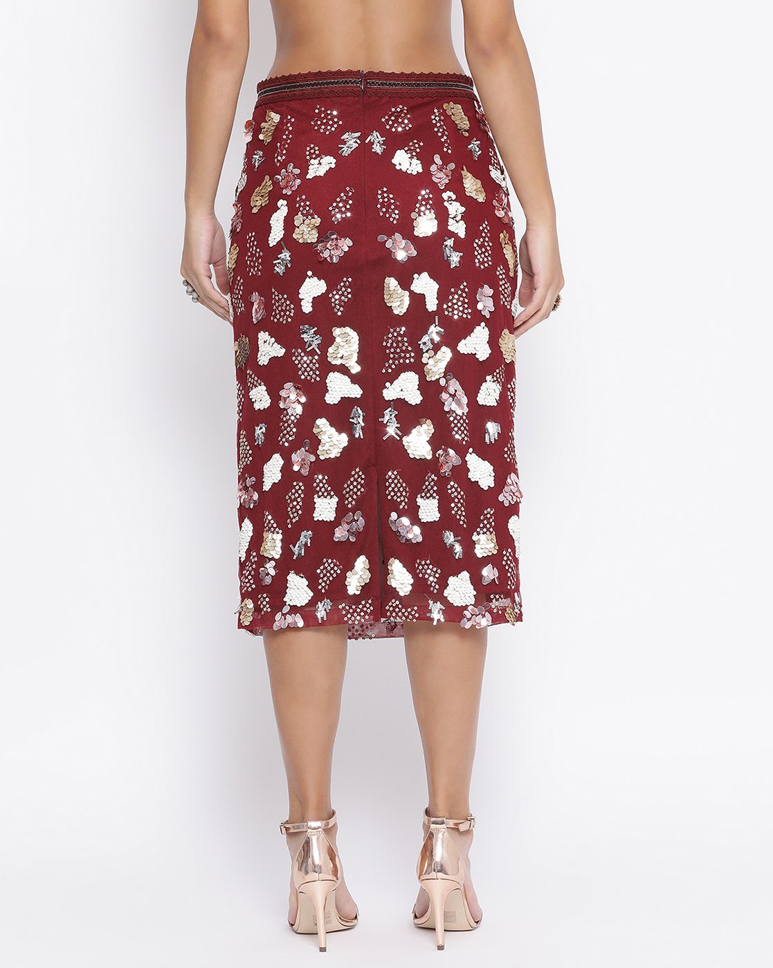 Buy Maroon Net Skirt for Women-3