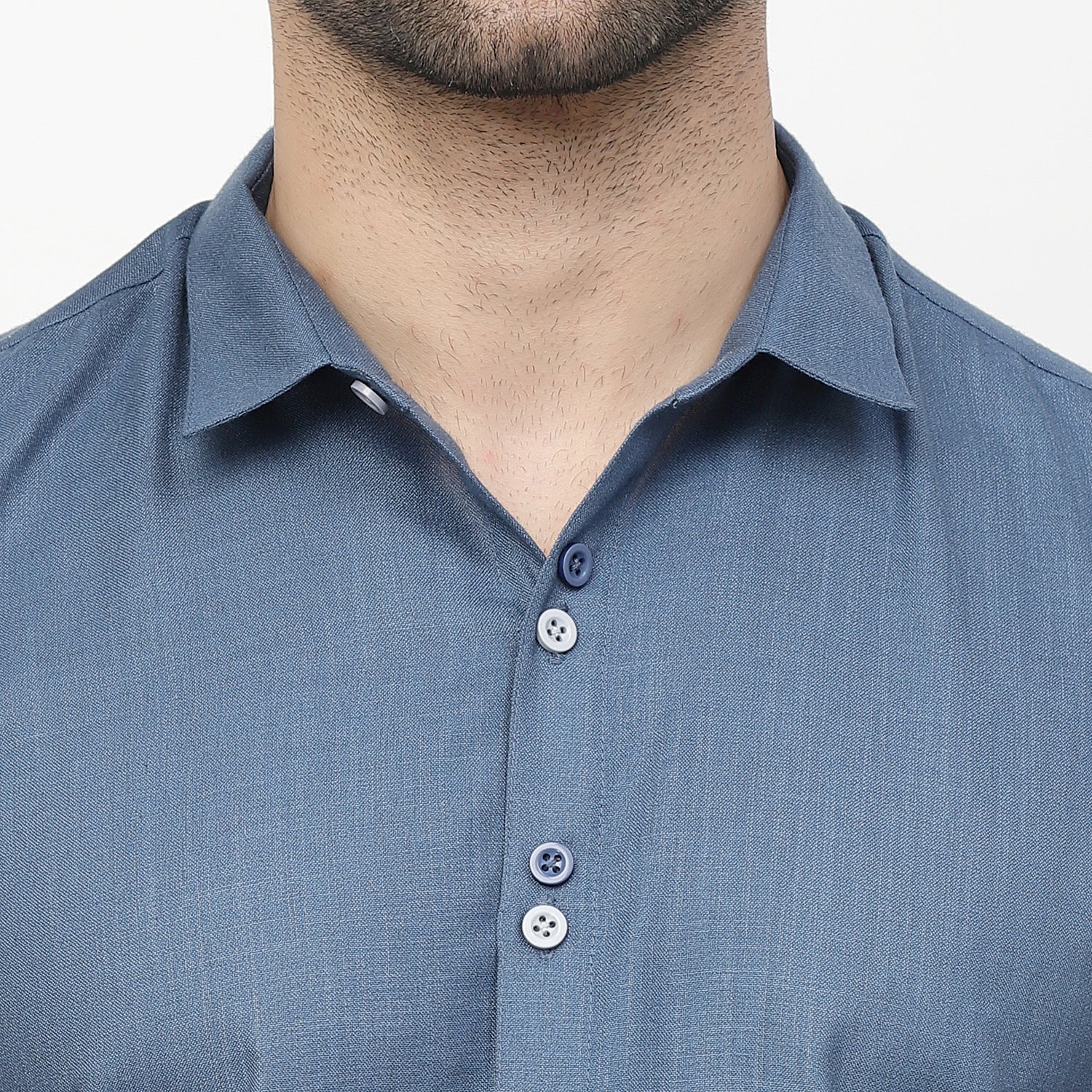 Dark Blue Lining Half Sleeve Men Shirt-1