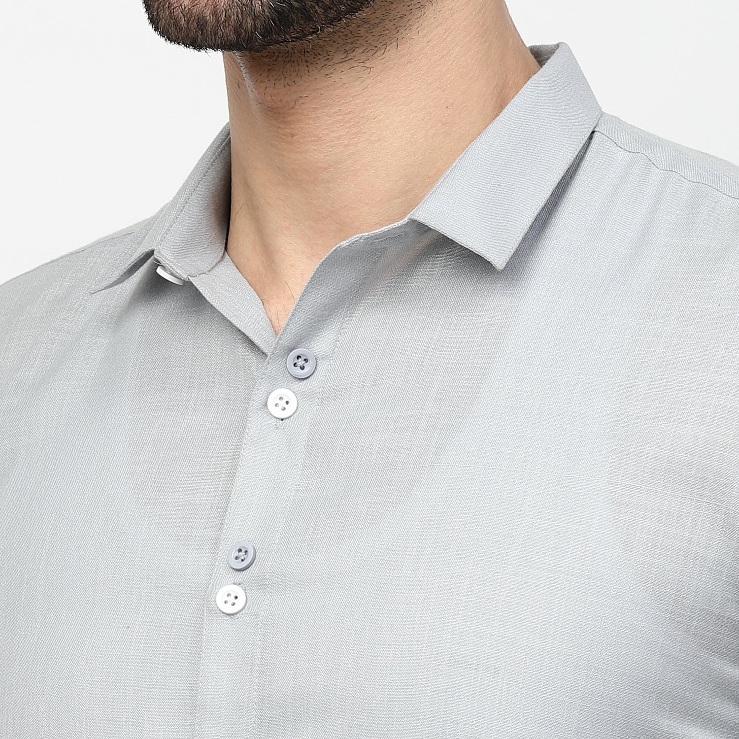 Half Sleeve Men Shirt with Light Blue Lining-1