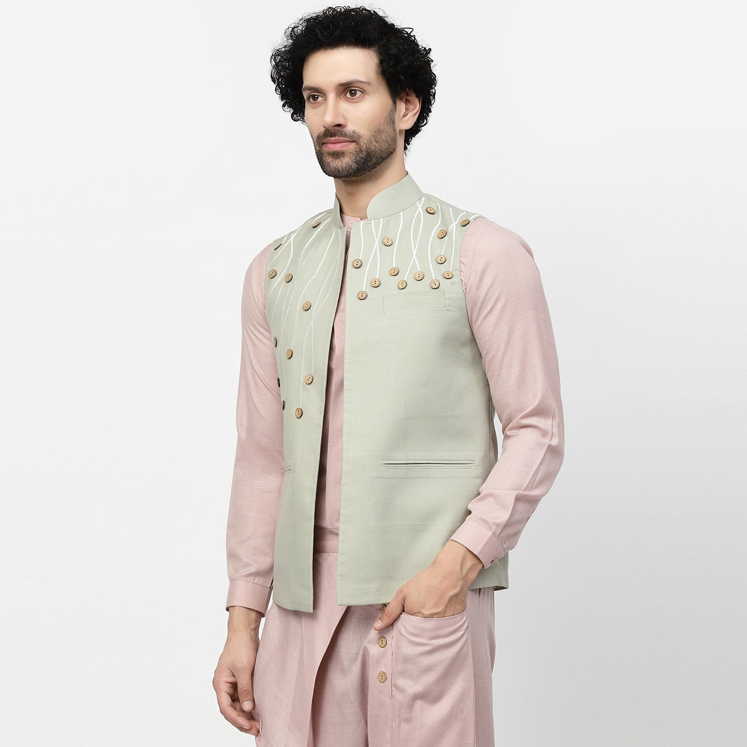 Stylish Linen Jacket with Button-1