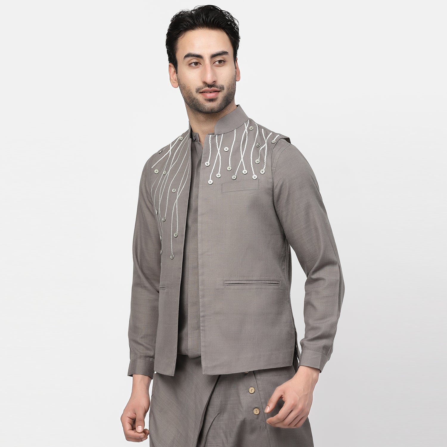 Linen Buttoned Jacket for Men-1