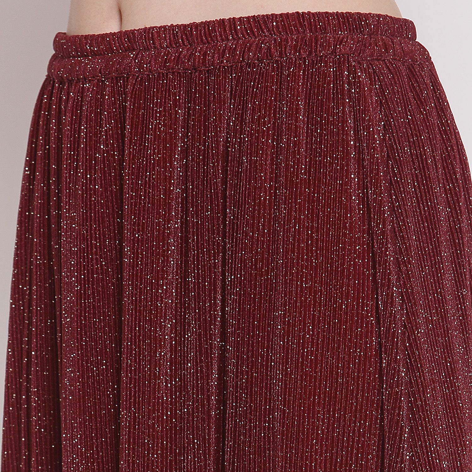 Buy Maroon Plisse Long Skirt for Ladies-4