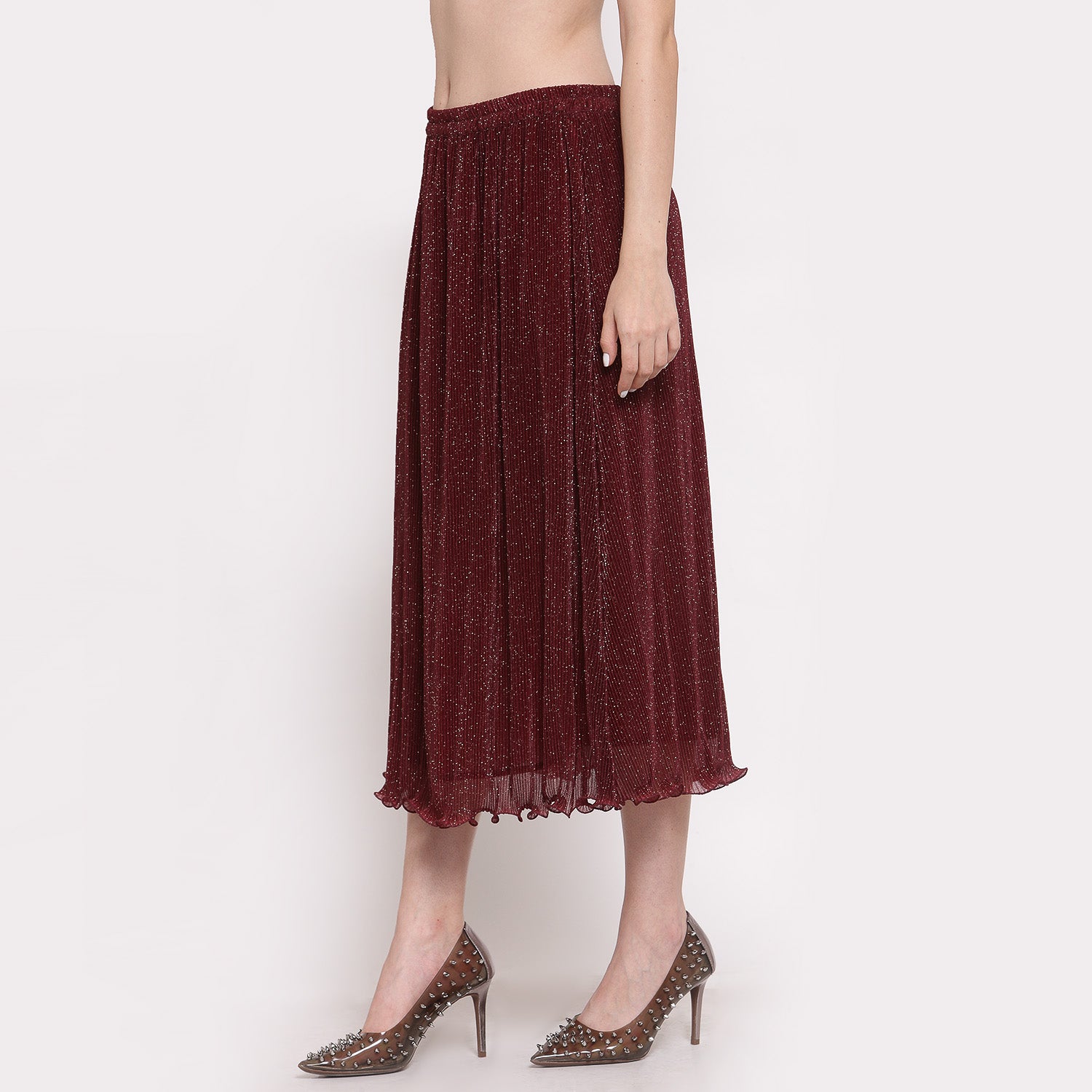 Buy Maroon Plisse Long Skirt for Ladies