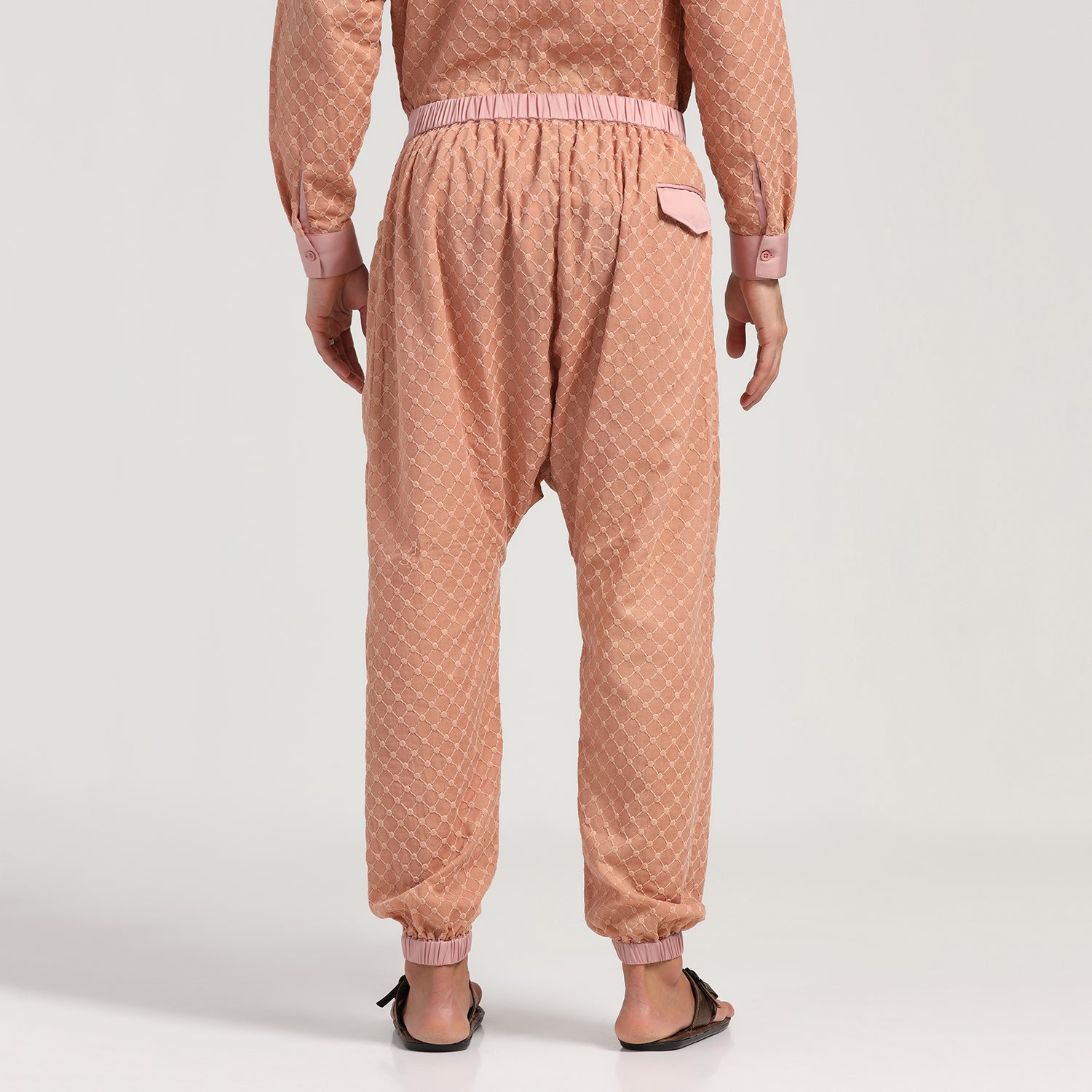 Peach Schiffle Harem Pant for Men-5