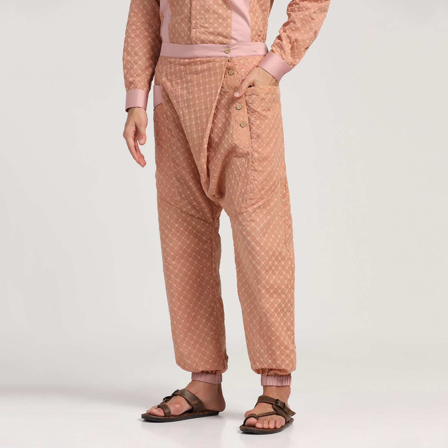 Peach Schiffle Harem Pant for Men