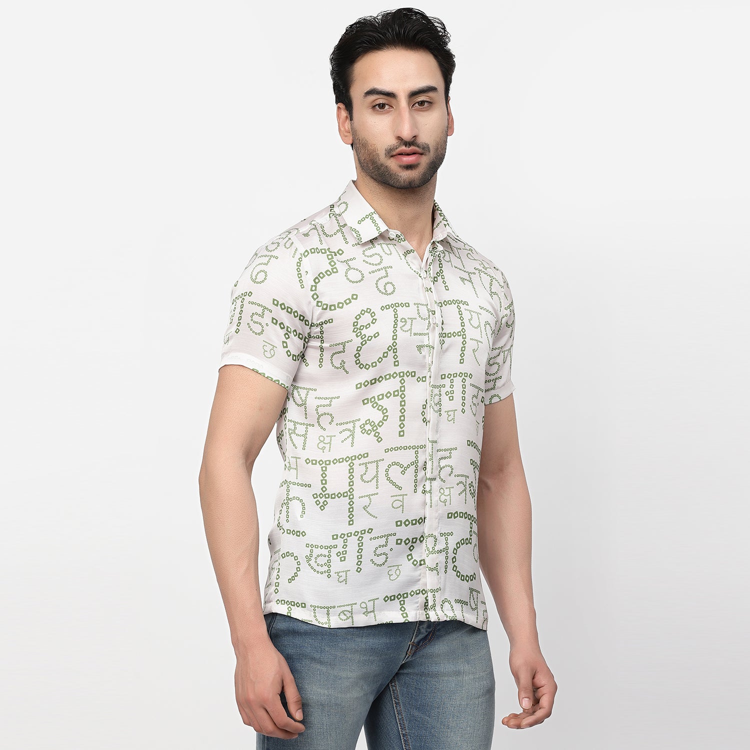 Satin Bandhni Alphabet Shirt, shirts for men, men shirts, designer shirts, stylish shirts, shirt design