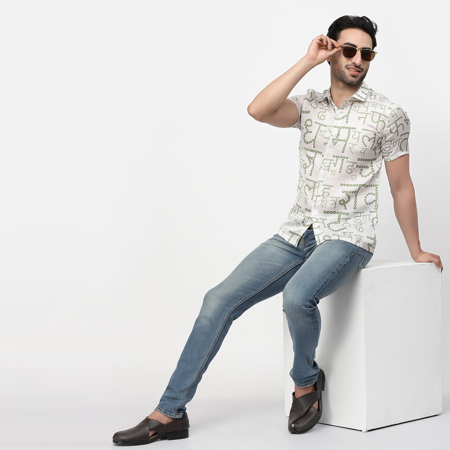 Satin Bandhni Alphabet Shirt, shirts for men, men shirts, designer shirts, stylish shirts, shirt design